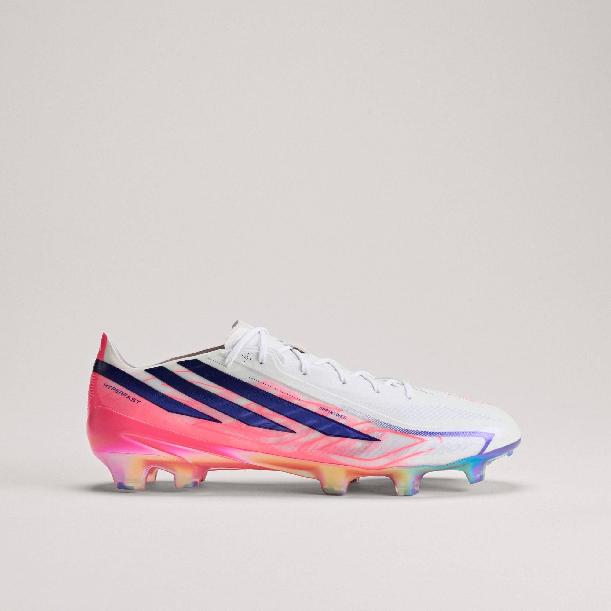 adidas F50 Hyperfast Elite Firm-Ground Low-Top Soccer Cleats - Ftwr White / Solar Purple / Solar Turbo