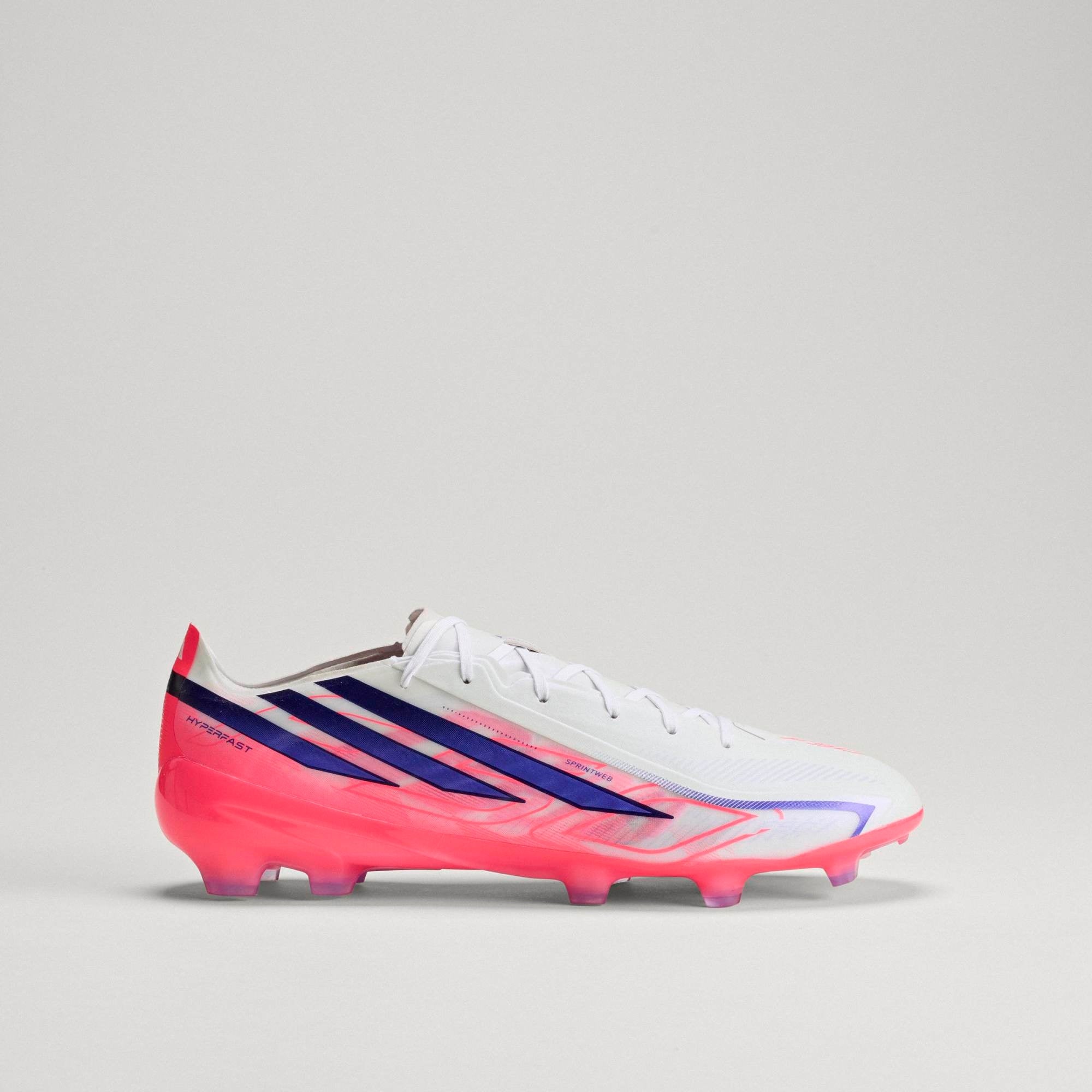 adidas F50 Hyperfast Pro Firm-Ground Low-Top Soccer Cleats - Ftwr White / Solar Purple / Solar Turbo