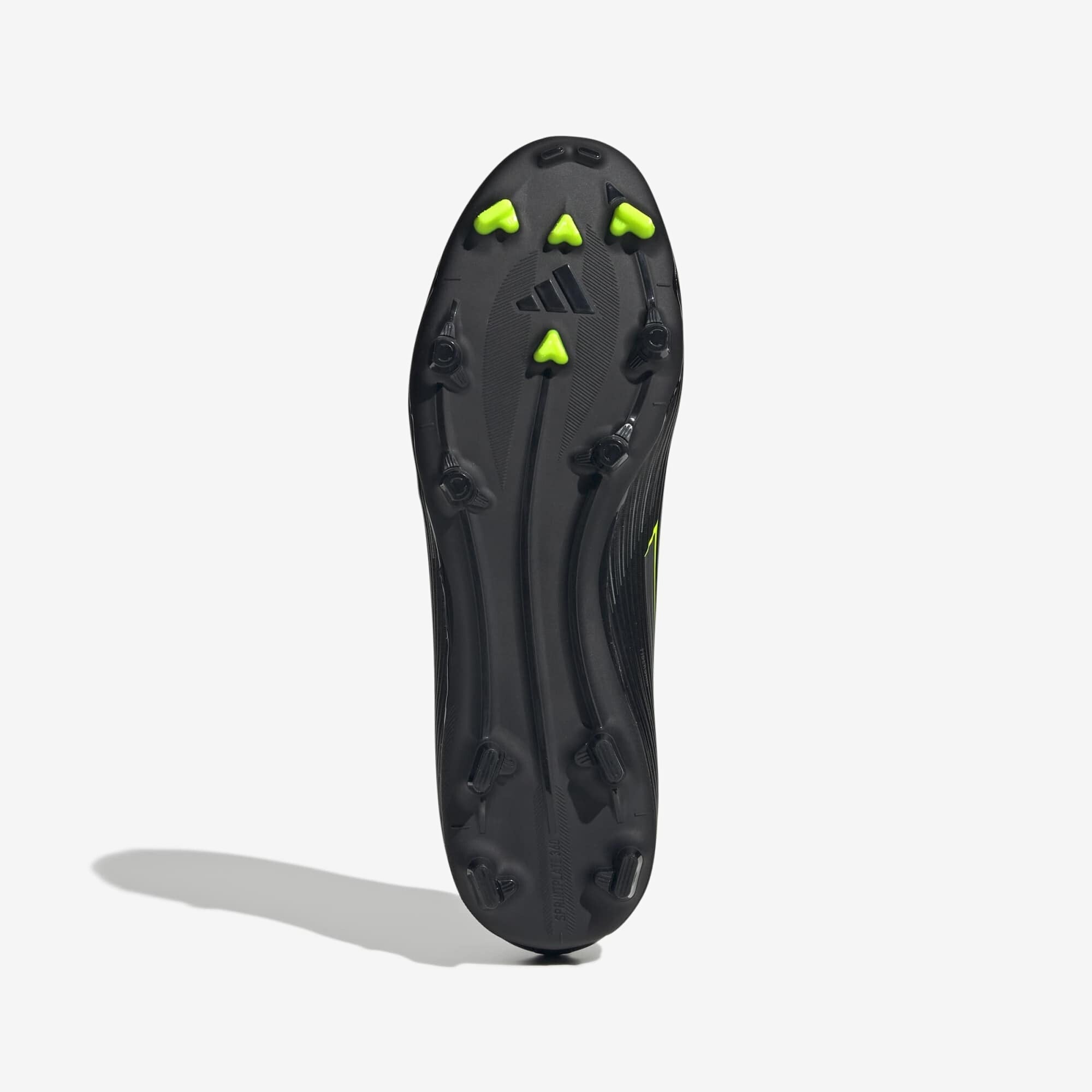 adidas F50 League Firm/Multi-Ground Low-Top Soccer Cleats - Core Black / Iron Metallic / Lucid Lemon