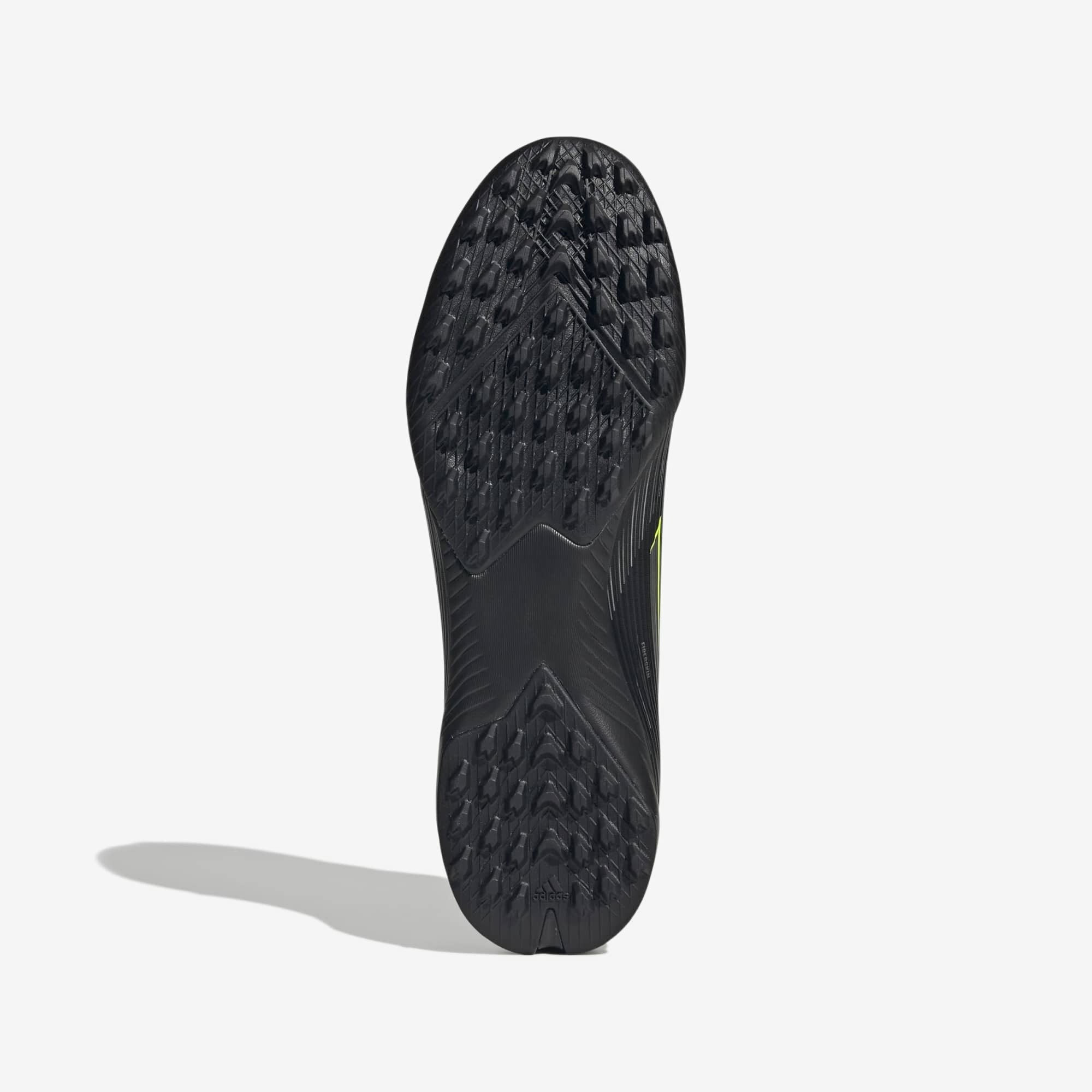adidas F50 League Turf Low-Top Soccer Shoes - Core Black / Iron Metallic / Lucid Lemon