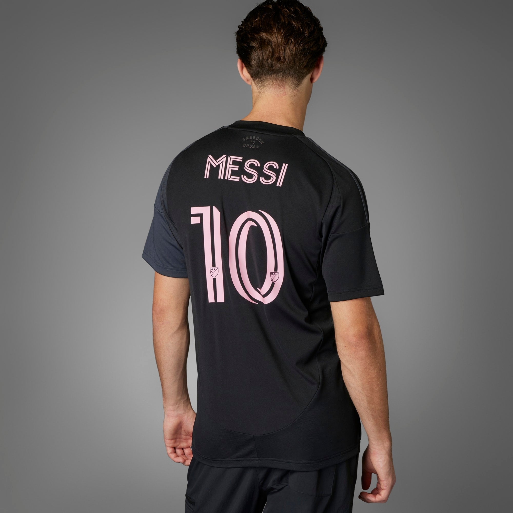 adidas Inter Miami CF 2025/26 Messi Stadium Away Men's AEROREADY Soccer Replica Jersey - Black