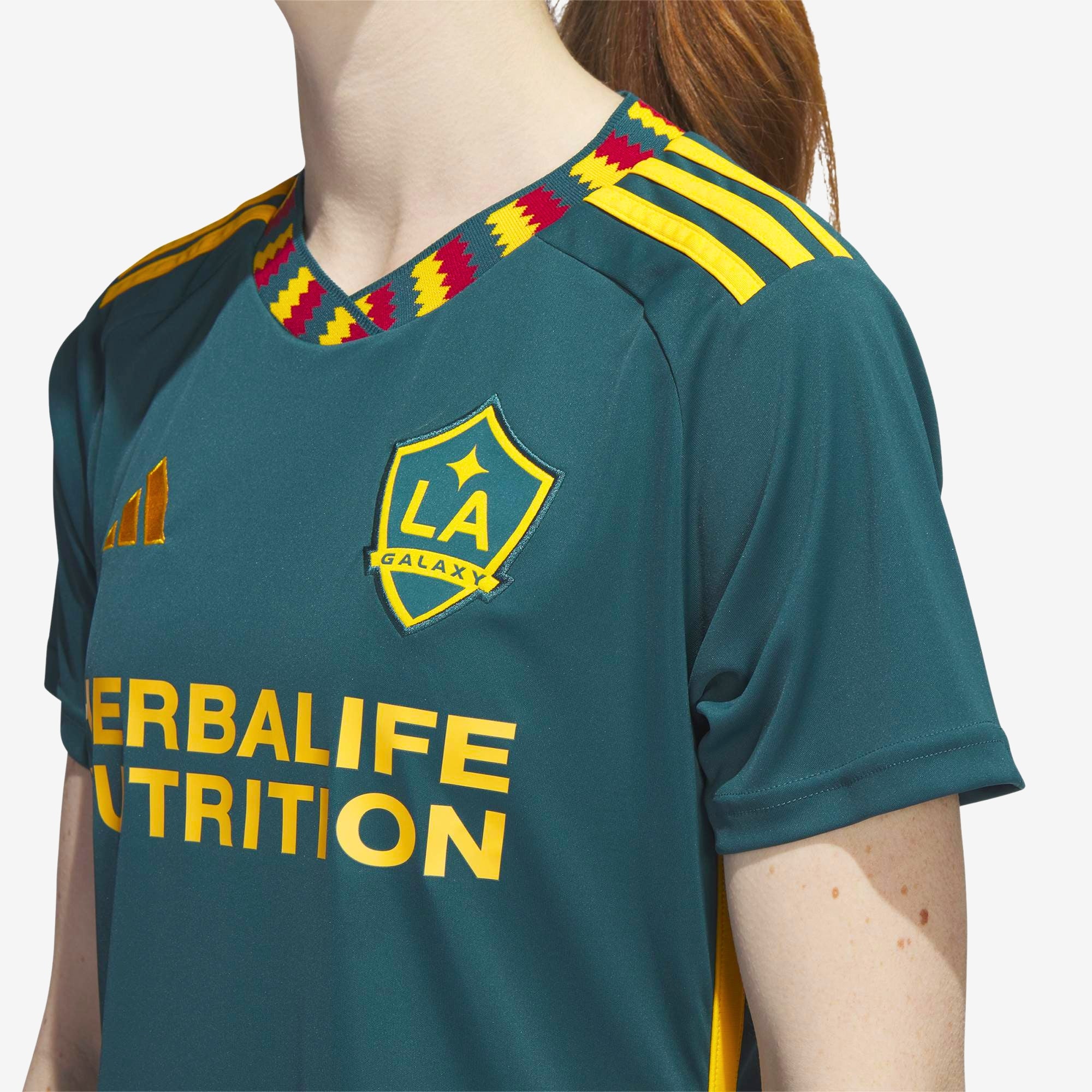 adidas LA Galaxy 2023/24 Stadium Away Women's Soccer Jersey - Mystery Green / Team Collegiate Gold
