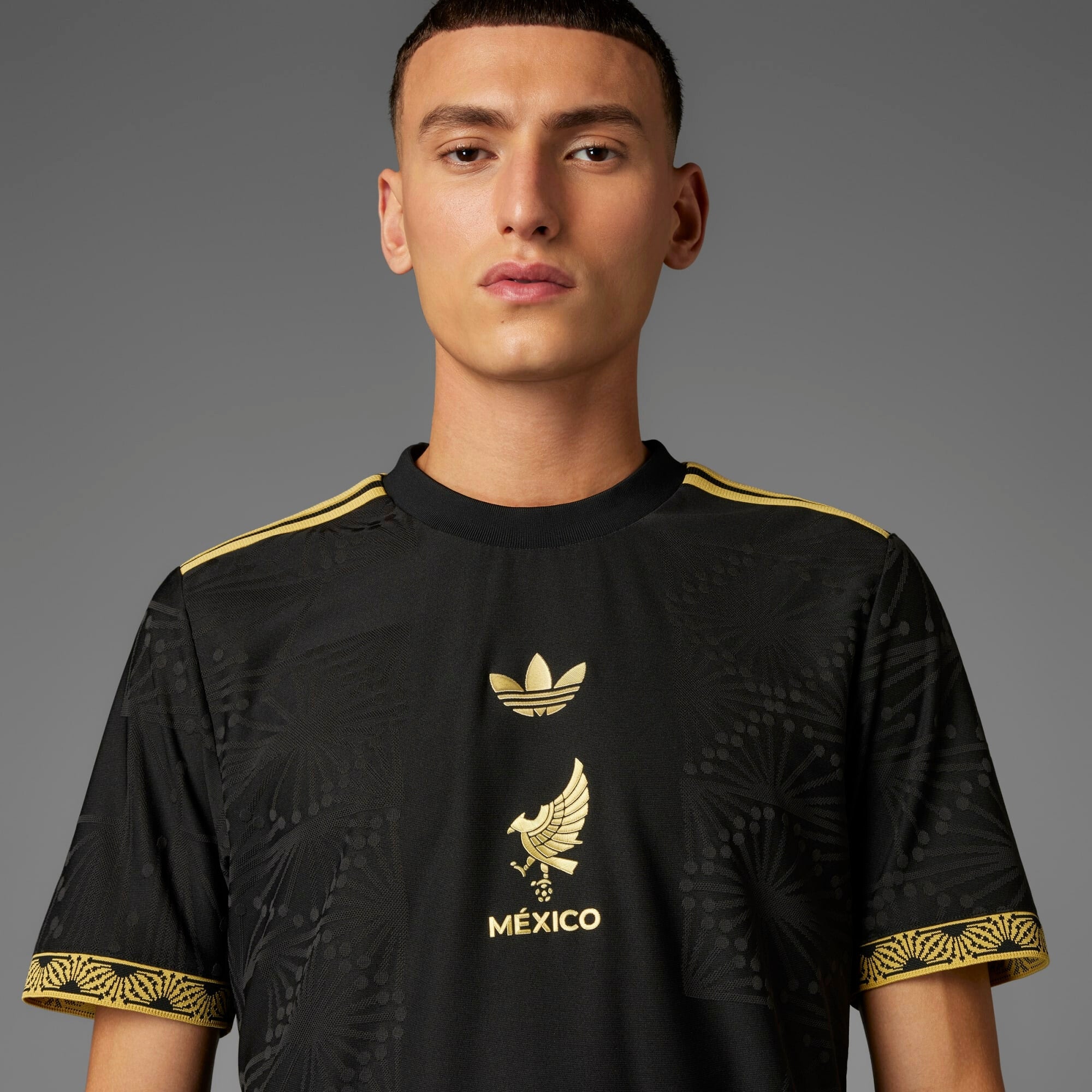adidas Mexico 2025 Match Gold Men's HEAT.RDY Soccer Authentic Jersey - Black