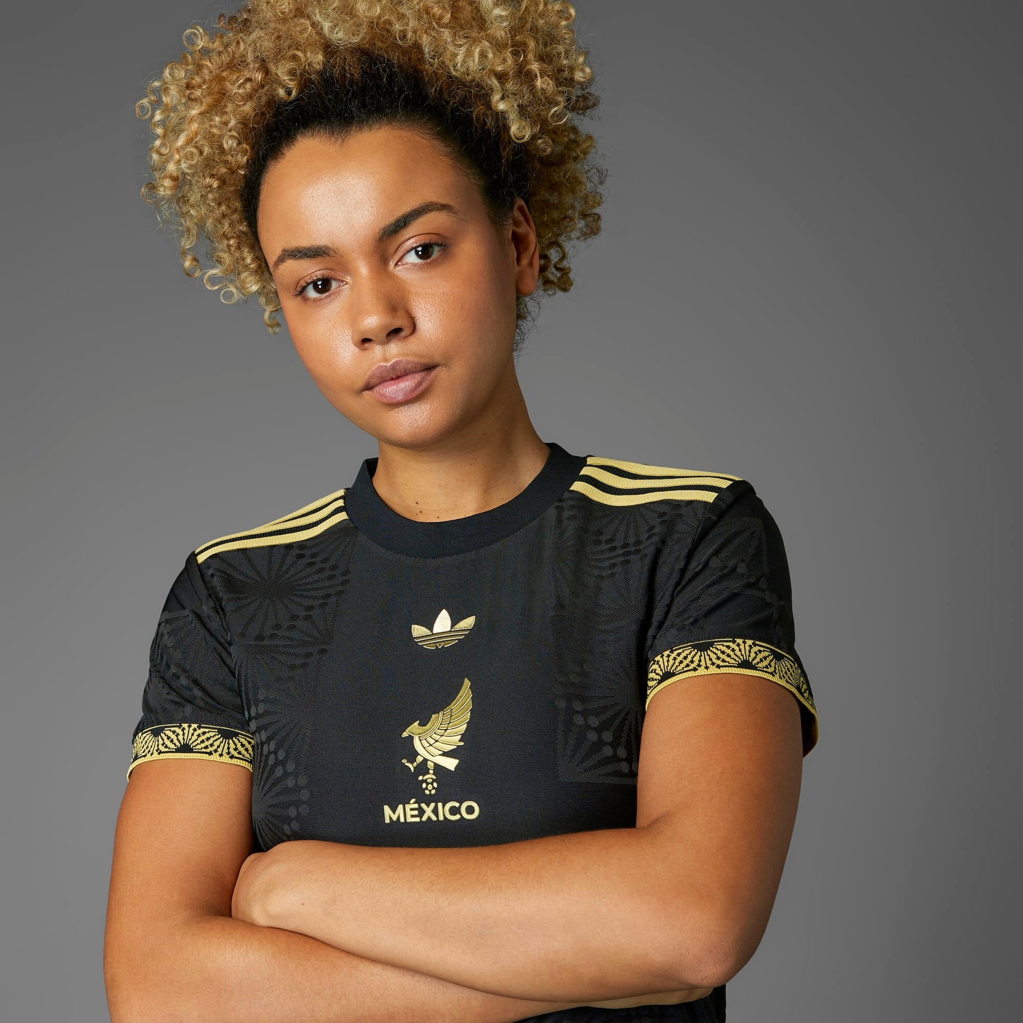 adidas Mexico 2025 Match Gold Women's HEAT.RDY Soccer Authentic Jersey - Black