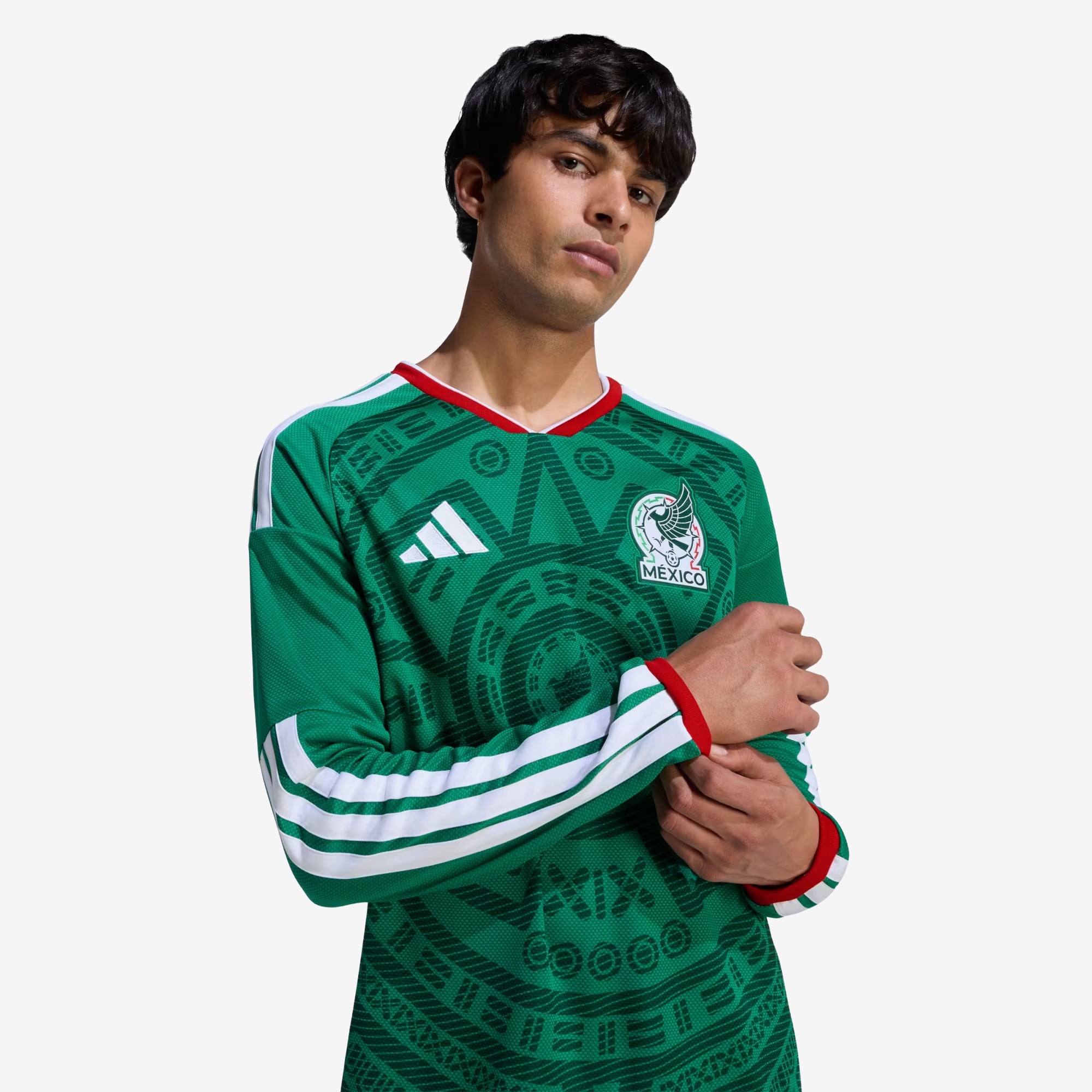 adidas Mexico 2026 Stadium Home Men's Soccer Replica Long-Sleeve Jersey - Bold Green