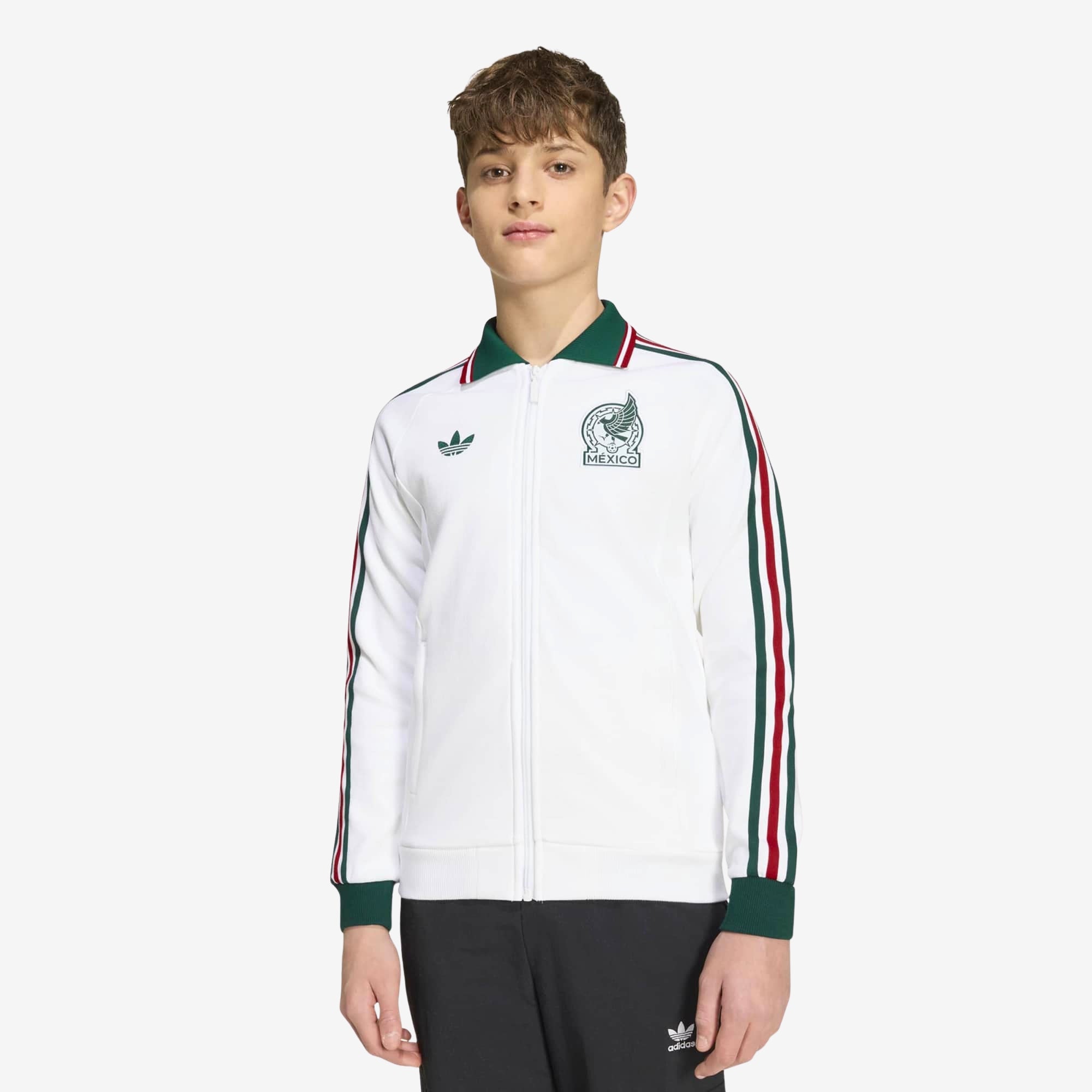 adidas Mexico Away Anthem Big Kids' Full-Zip Soccer Track Jacket - White