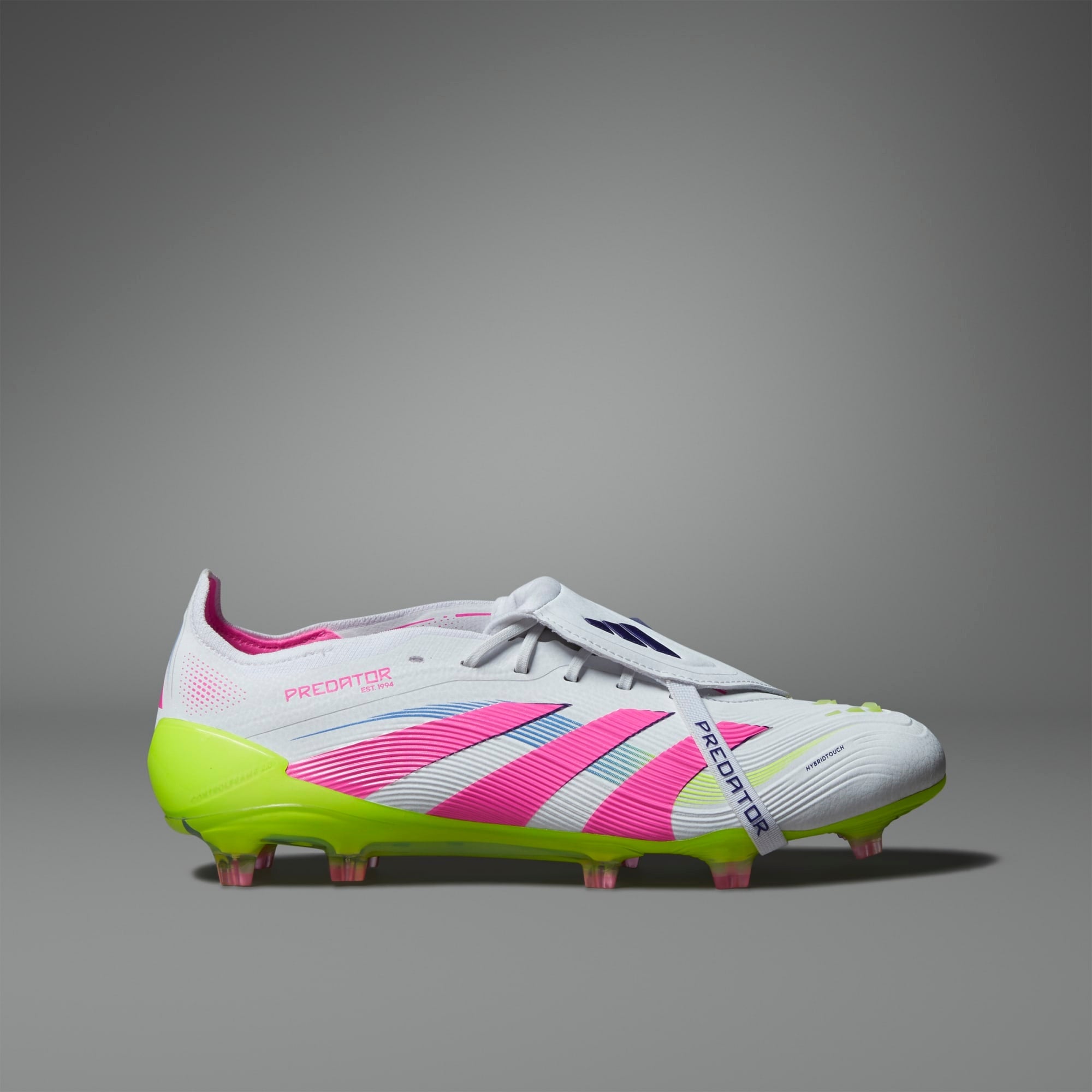 adidas Predator Elite Fold-Over Tongue FG Low-Top Soccer Cleats - Cloud White / Lucid Pink / Lucid Lemon