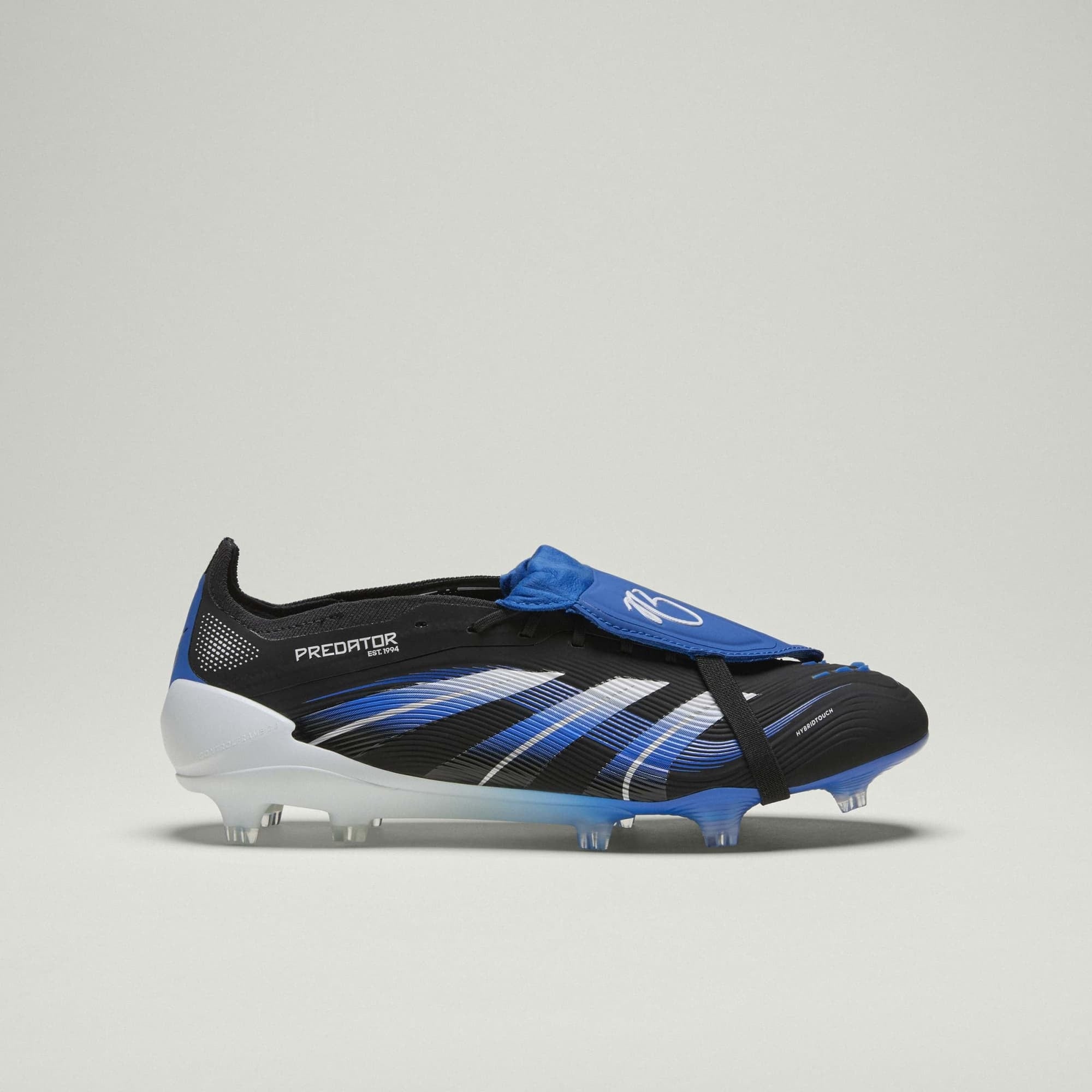 adidas Predator Elite JB Fold-Over Tongue Firm-Ground Low-Top Soccer Cleats - Core Black / Cloud White / Glow Blue