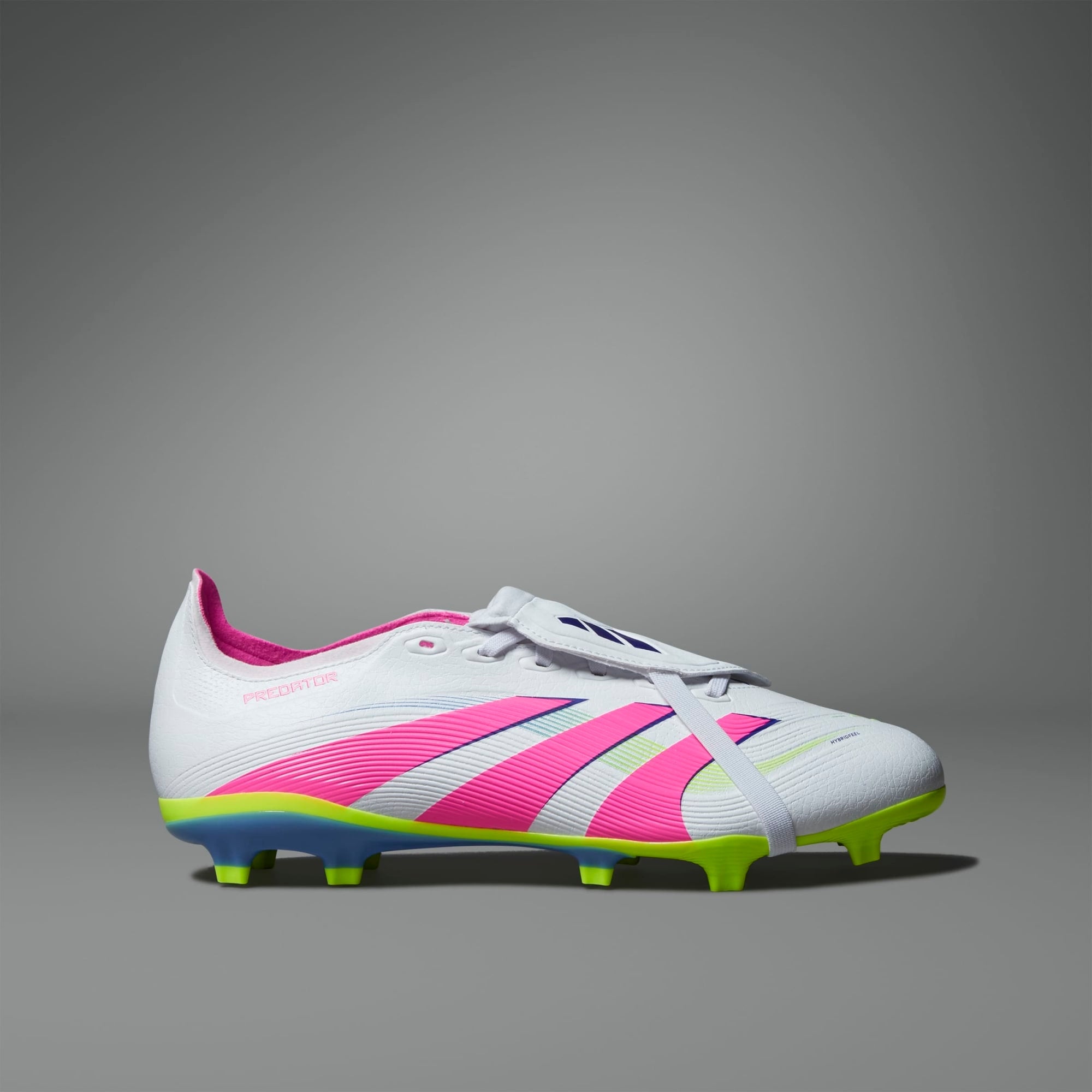 adidas Predator League Fold-Over Tongue Firm/Multi-Ground Low-Top Soccer Cleats - Cloud White / Lucid Pink / Lucid Lemon