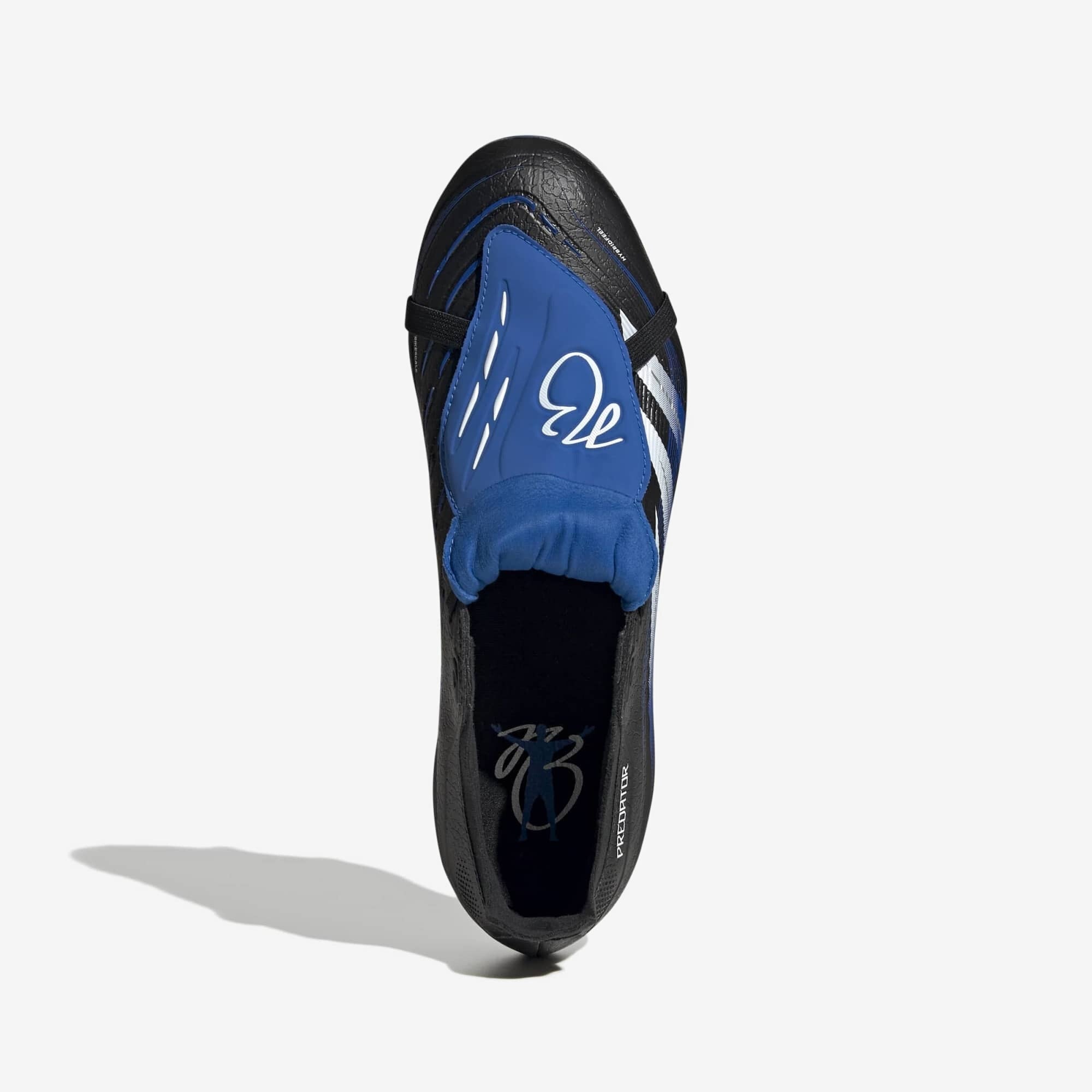 adidas Predator League JB Fold-Over Tongue Firm-Ground Low-Top Soccer Cleats - Core Black / Cloud White / Glow Blue