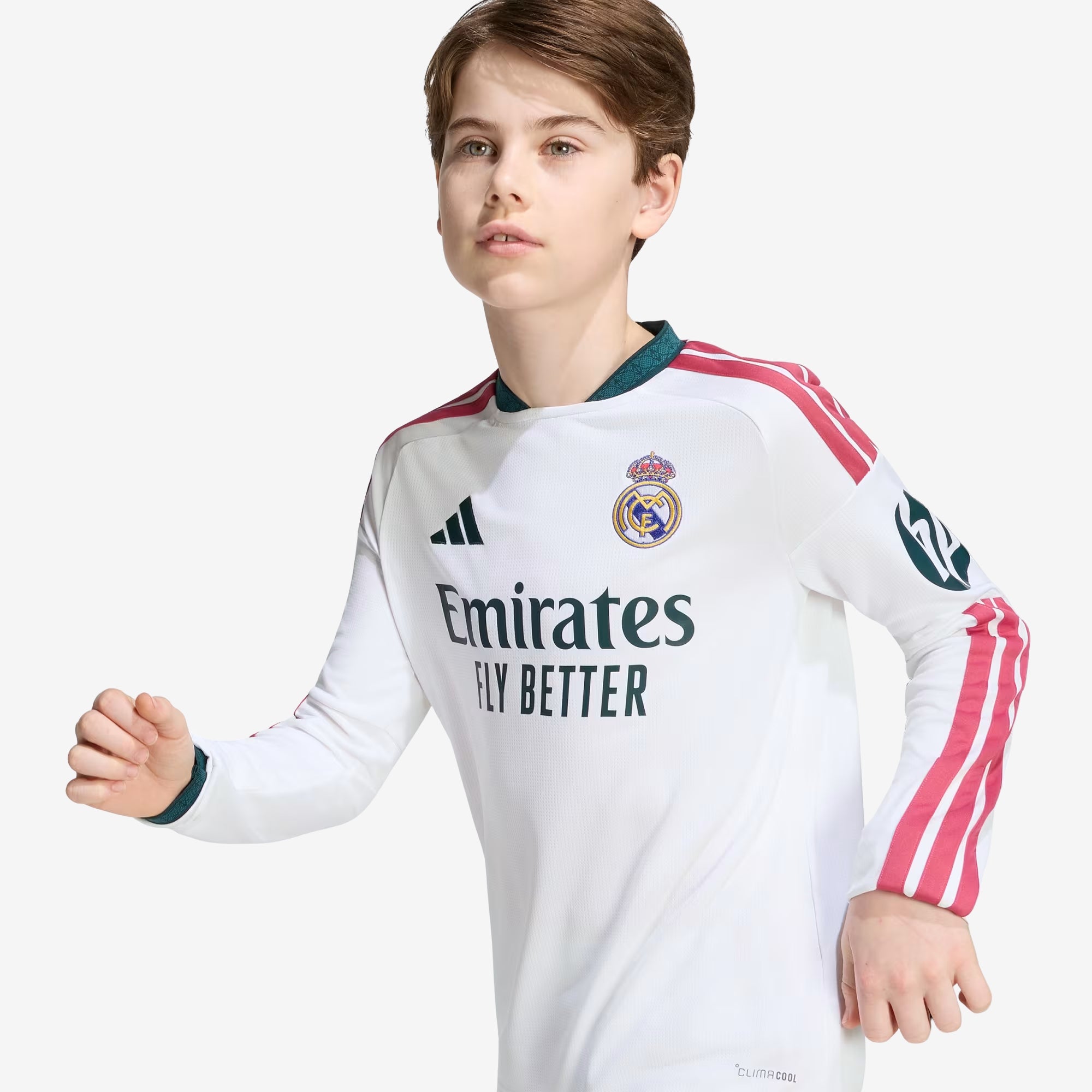 adidas Real Madrid 2026/27 Stadium Home Big Kids' Soccer Long-Sleeve Jersey - White