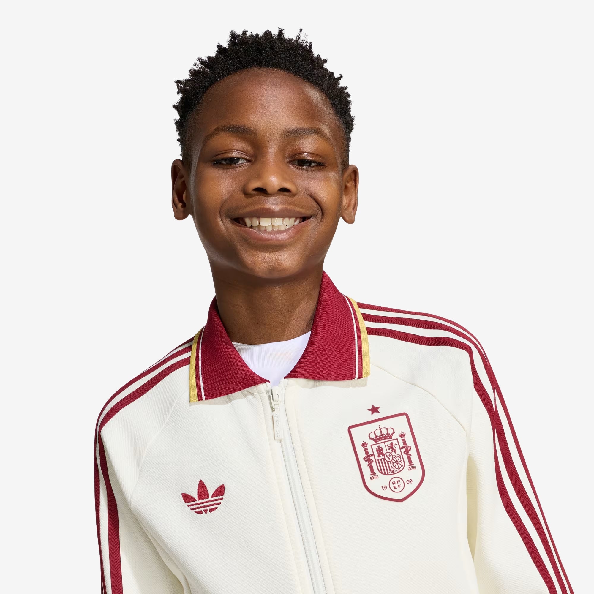 adidas Spain Away Anthem Big Kids' Full-Zip Soccer Jacket - Off White