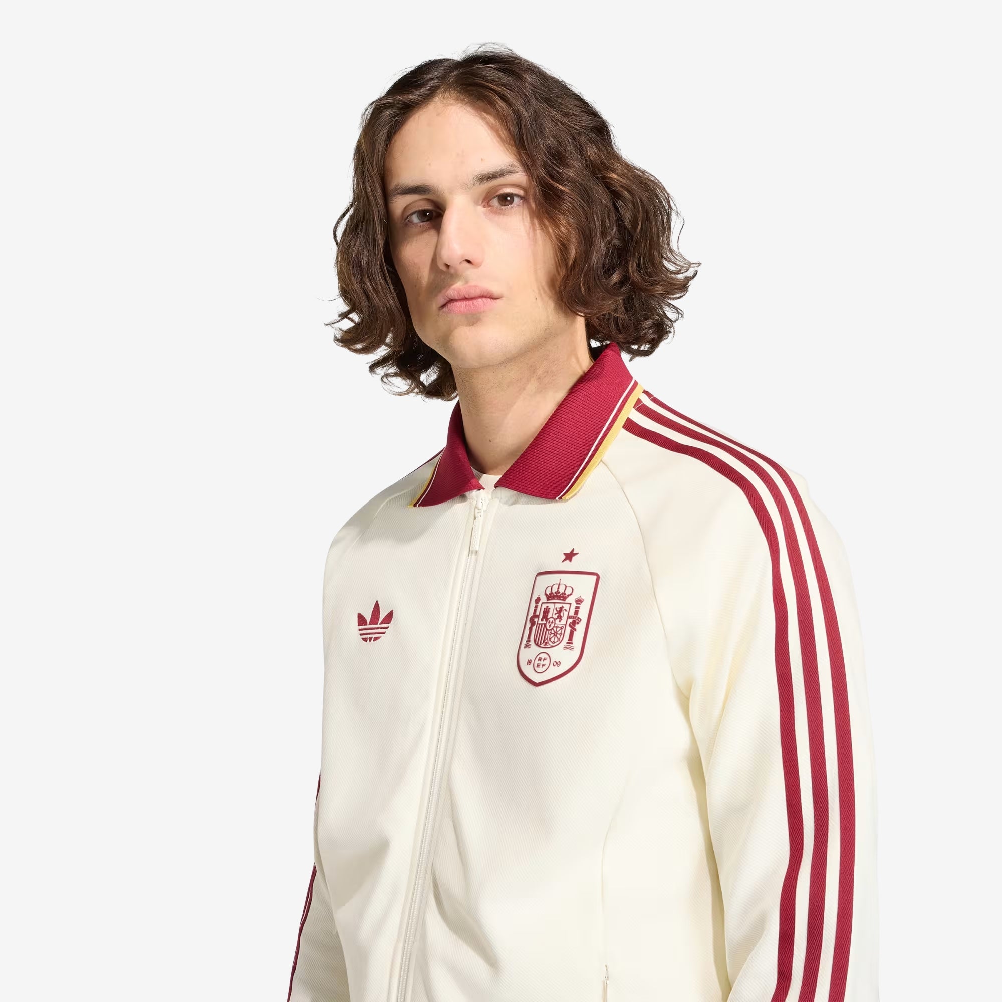 adidas Spain Away Anthem Men's Full-Zip Soccer Jacket - Off White