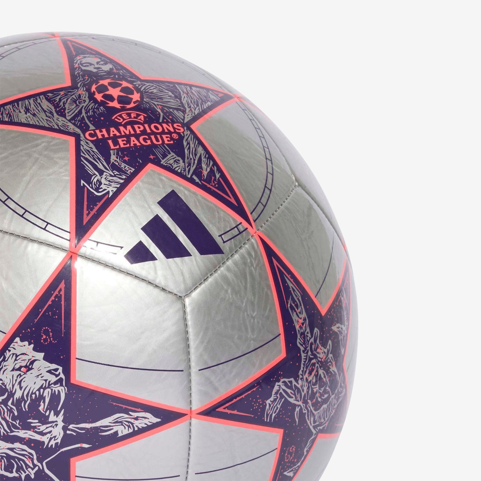 adidas UCL Club 25/26 League Stage Soccer Ball - Silver Metallic / Dark Purple / Turbo