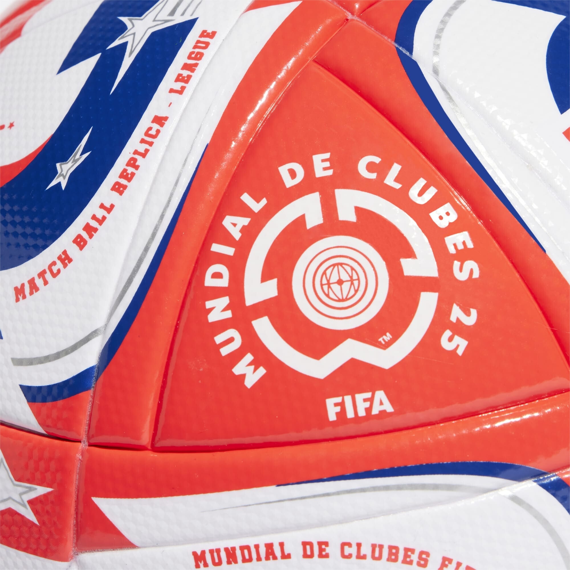 adidas World Cup FIFA 25 League Soccer Ball - White / Lucid Red / Power Blue / Silver Metallic