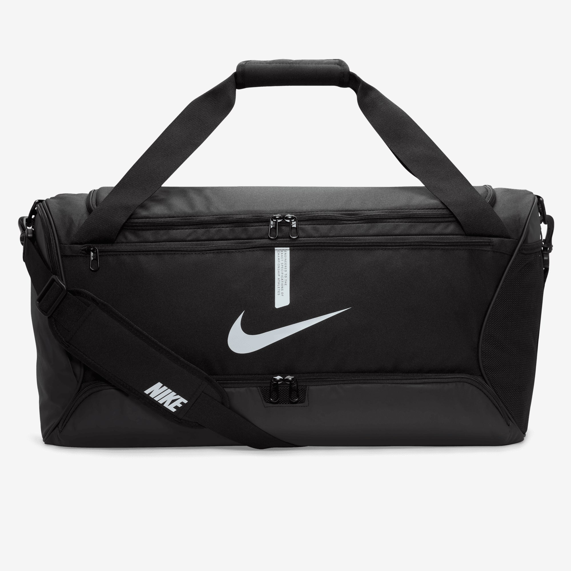 Nike Academy Team Soccer Duffel Bag (Medium, 60L) - Black/Black/White
