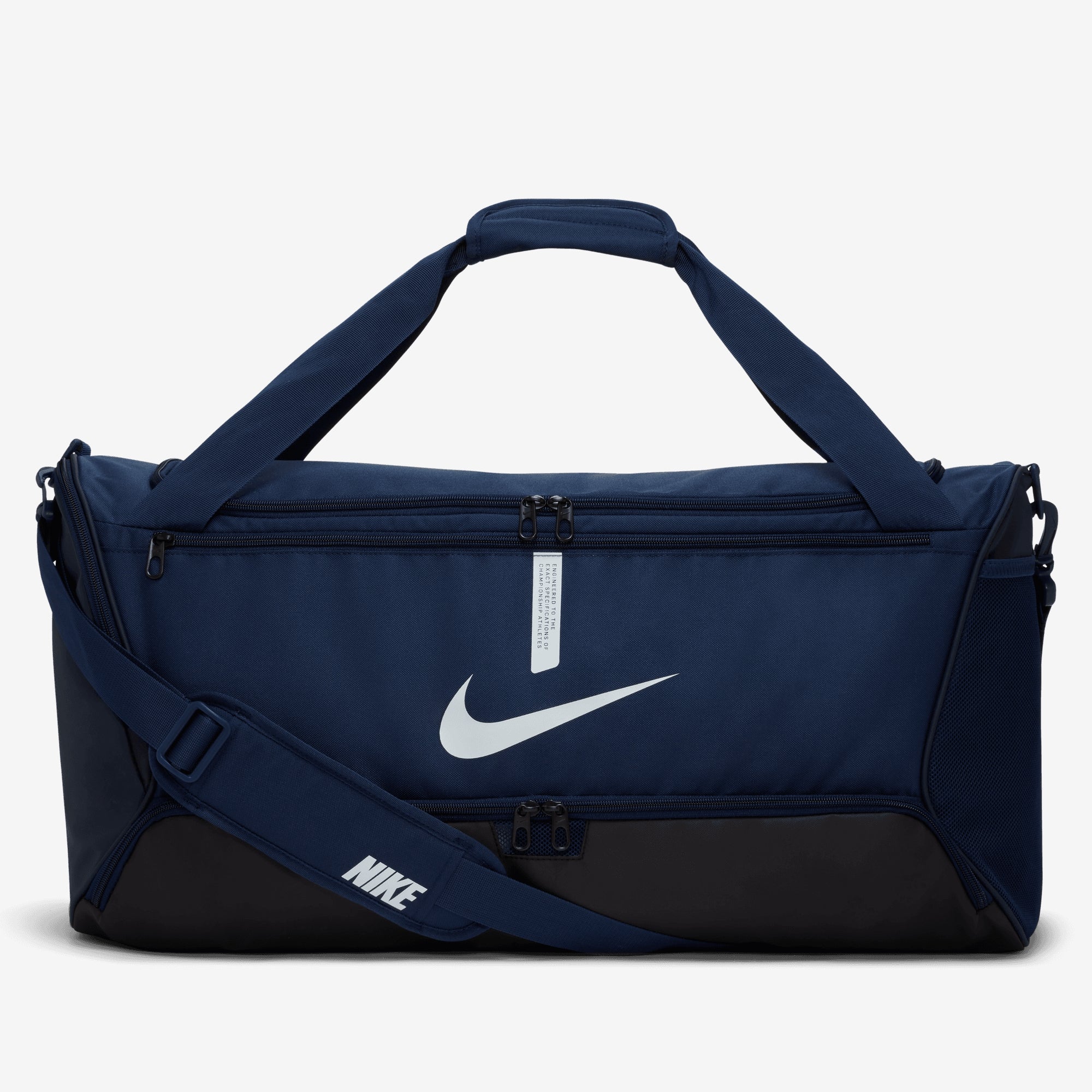 Nike Academy Team Soccer Duffel Bag (Medium, 60L) - Midnight Navy/Black/White