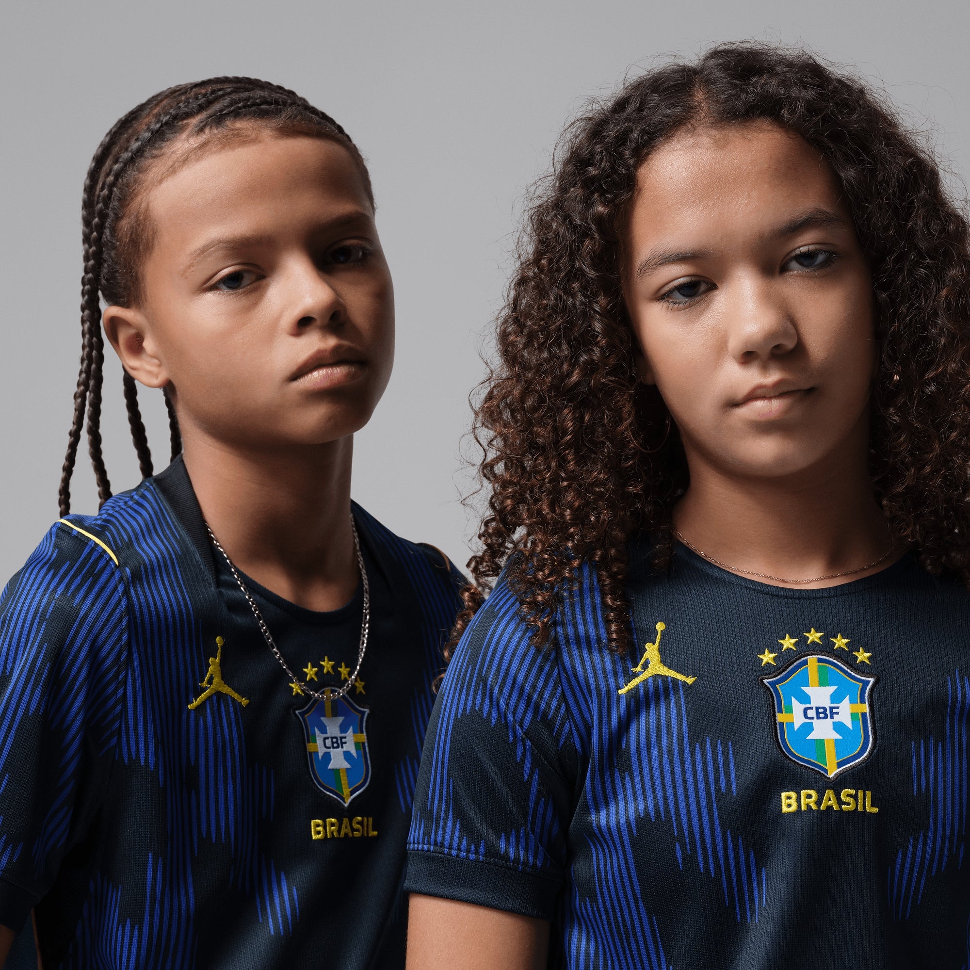 Nike Brazil 2026 Stadium Away Big Kids' Jordan Dri-FIT Soccer Replica Jersey - Old Royal/Black