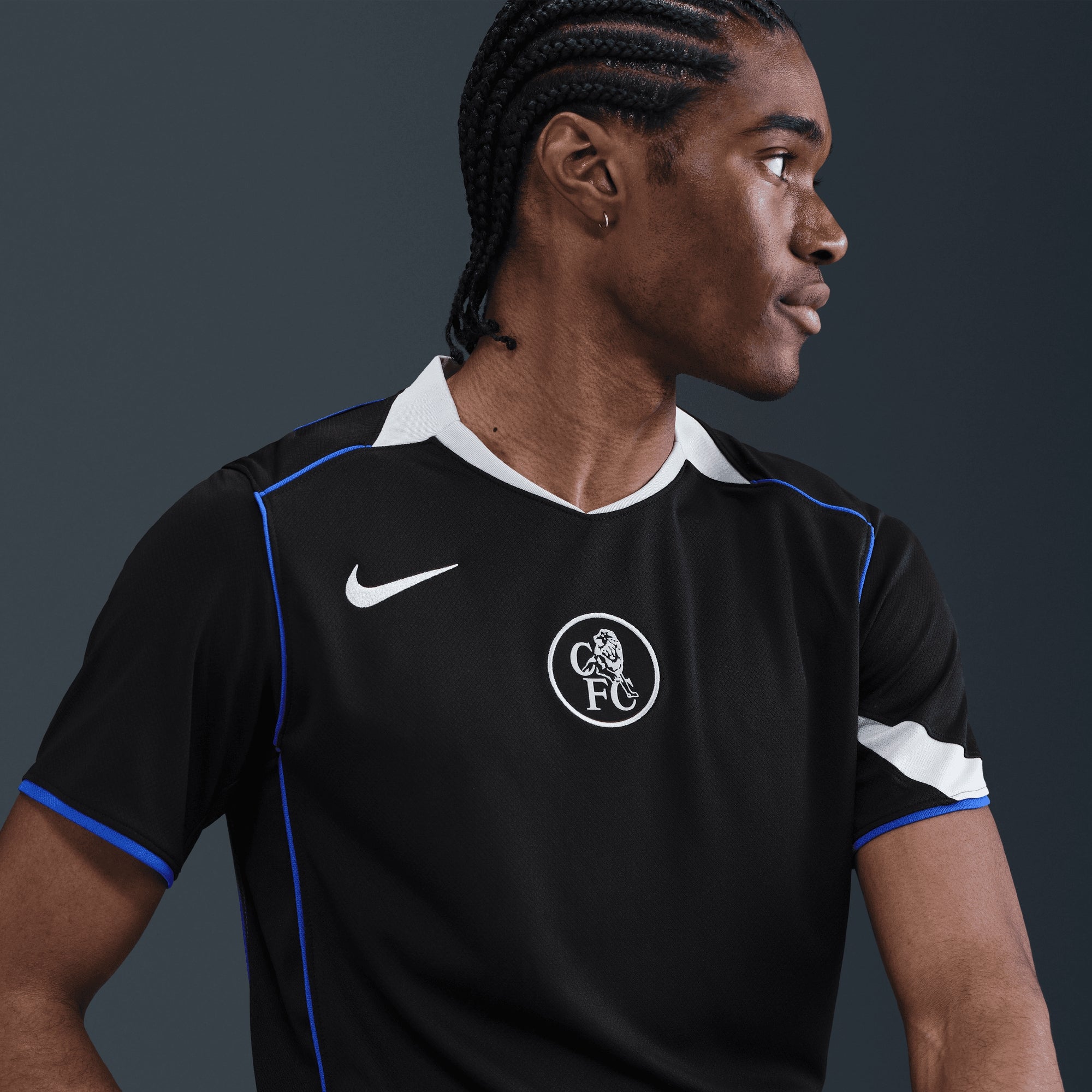 Nike Chelsea 2025/26 Stadium Third Men's Dri-FIT Total 90 Soccer Replica Jersey - Black/Field Silver/Field Silver