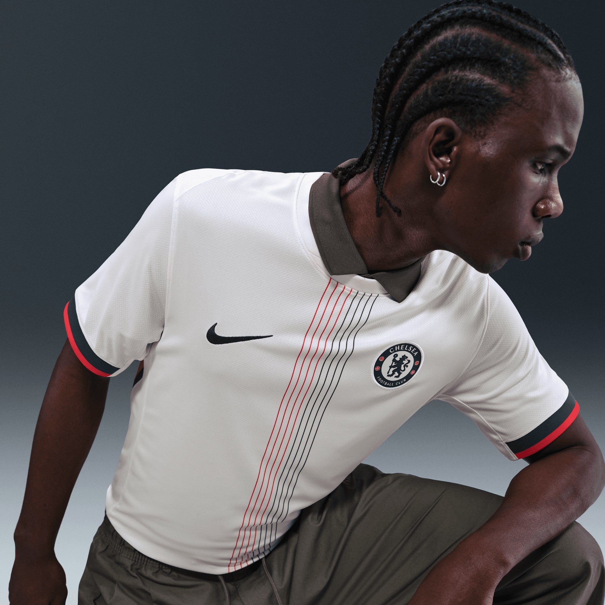 Nike Chelsea FC 2025/26 Stadium Away Men's Dri-FIT Soccer Replica Jersey - Phantom/Speed Red/Galactic Jade