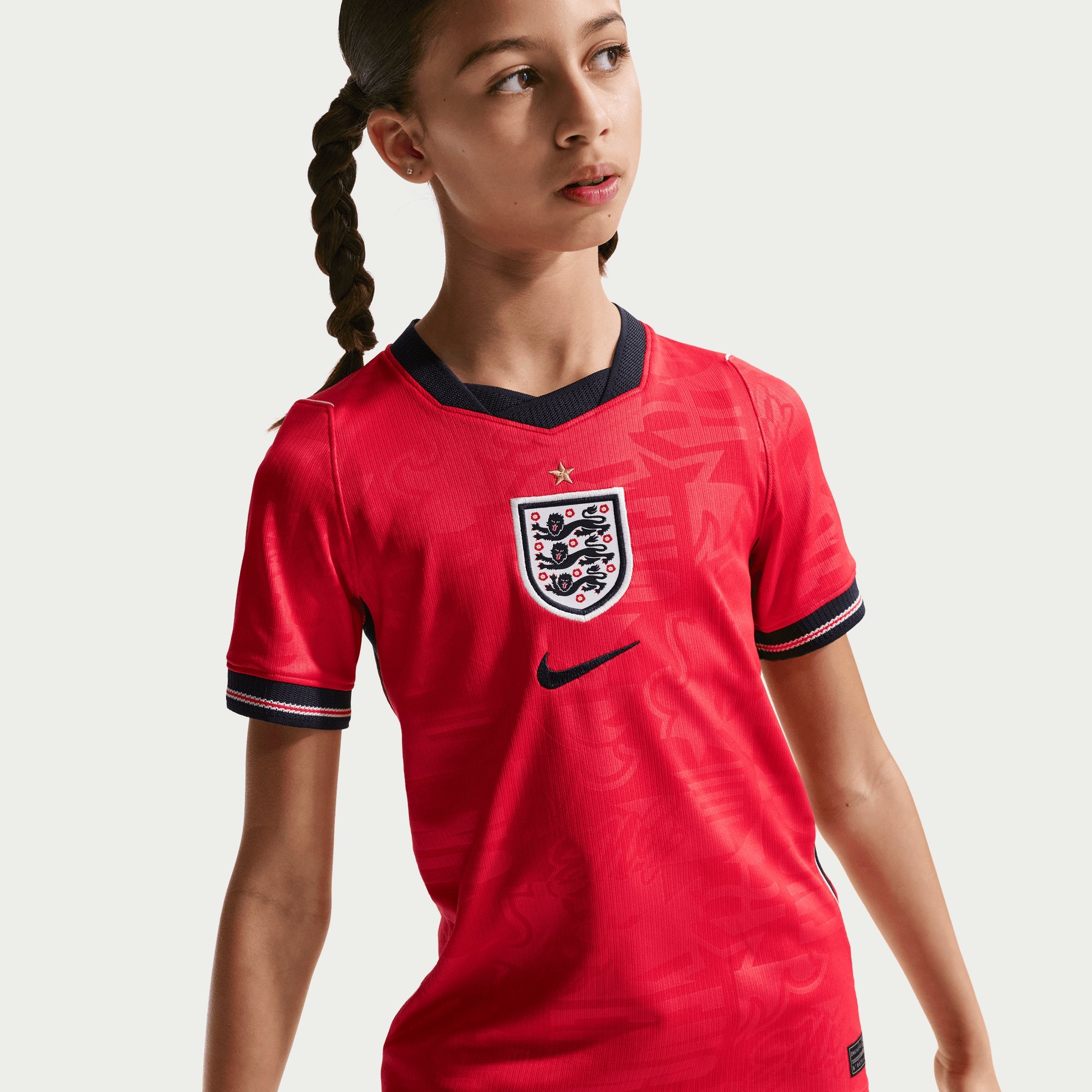 Nike England 2026 Stadium Away Big Kids' Dri-FIT Soccer Replica Jersey - Speed Red/Obsidian/White/Obsidian
