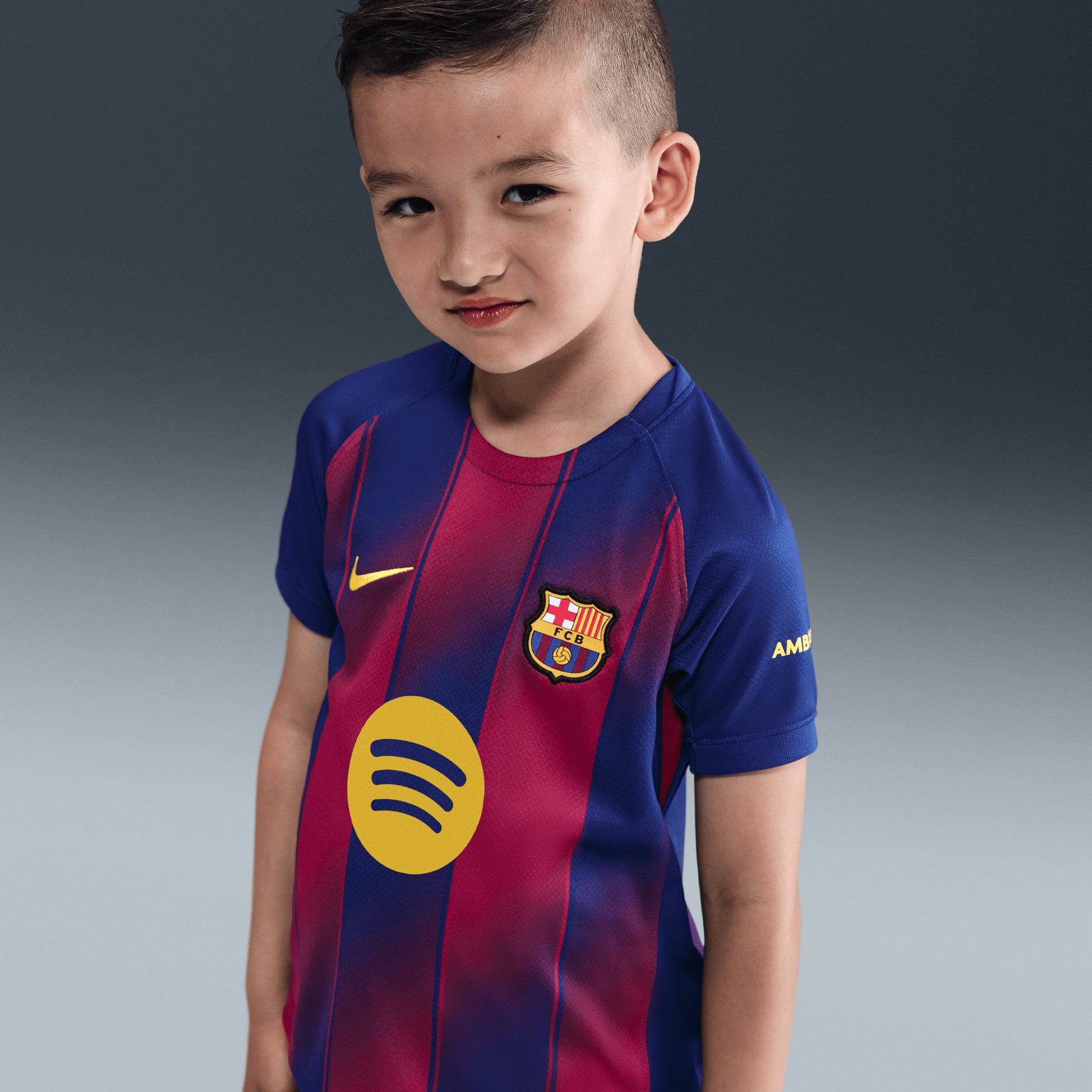 Nike FC Barcelona 2025/26 Stadium Home Little Kids' Soccer Replica 3-Piece Kit - Deep Royal Blue/Midwest Gold