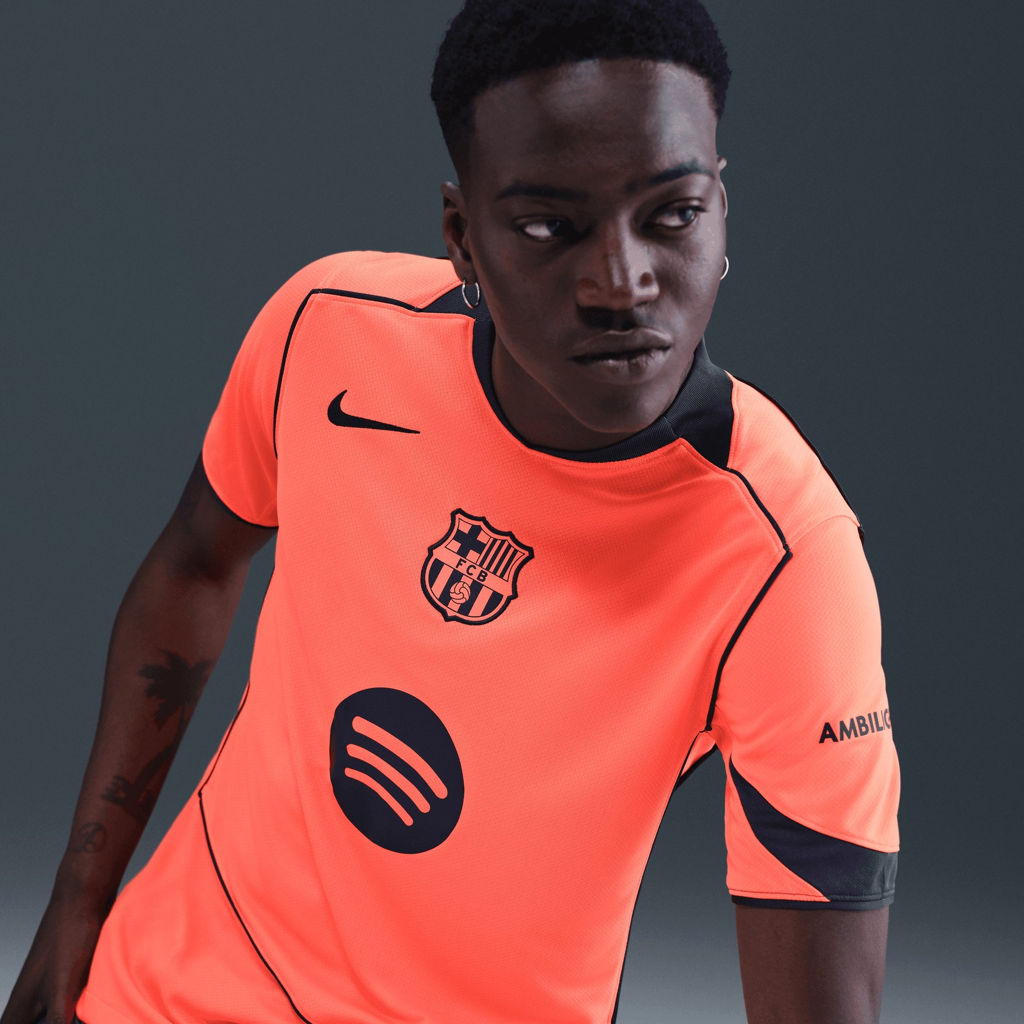 Nike FC Barcelona 2025/26 Stadium Third Men's Dri-FIT Soccer Replica Jersey - Bright Mango/Midnight Navy/Midnight Navy