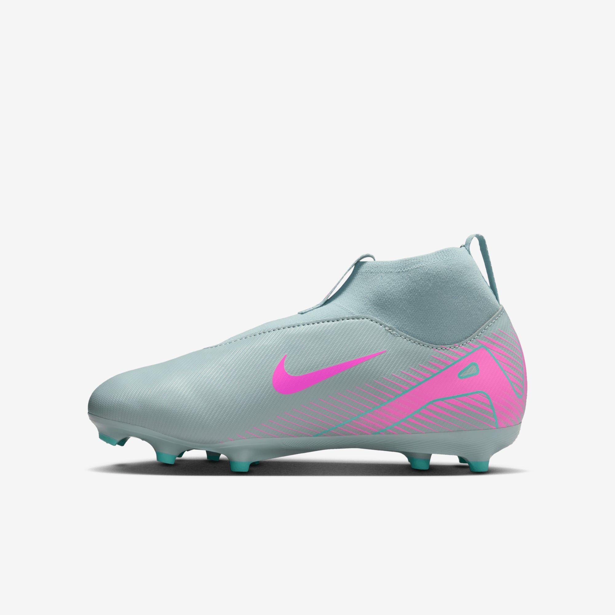 Nike Jr. Mercurial Superfly 10 Academy Little/Big Kids' MG High-Top Soccer Cleats - Ocean Cube/Pink Blast