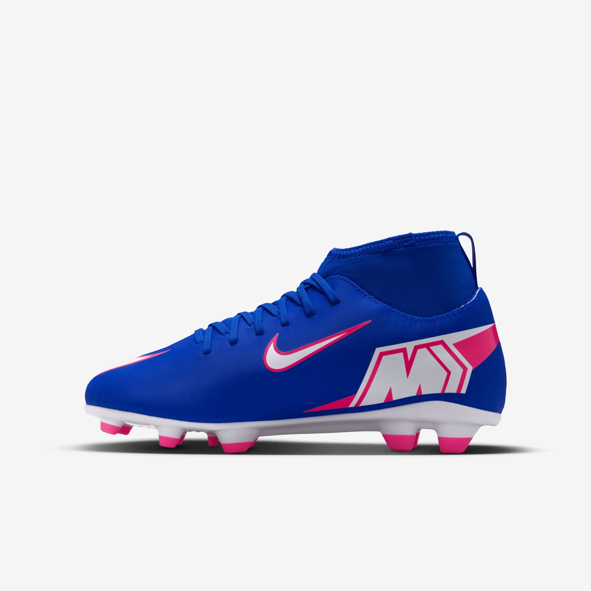 Nike Jr. Mercurial Superfly 10 Club Big Kids' Multi-Ground High-Top Soccer Cleats - Racer Blue/White