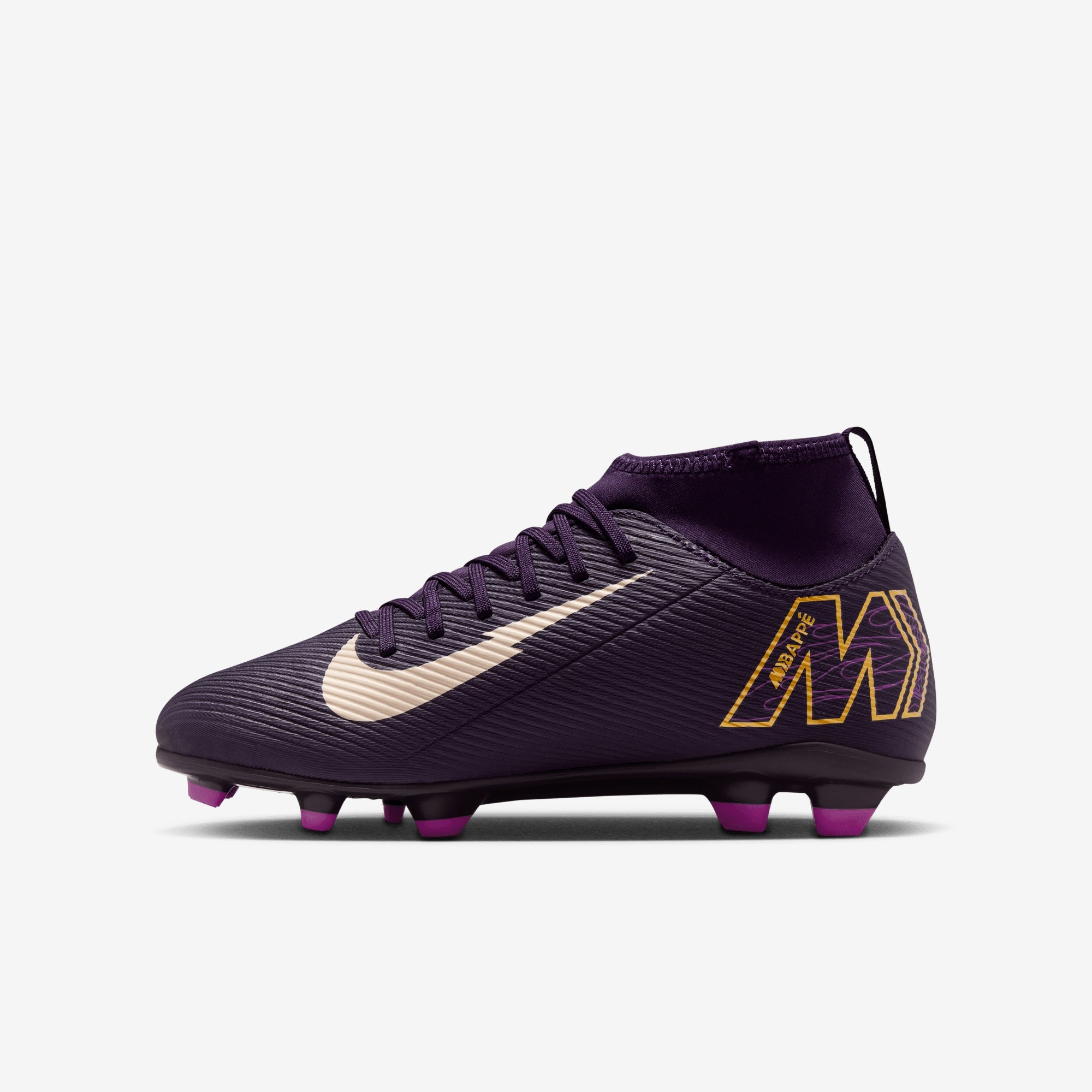 Nike Jr. Mercurial Superfly 10 Club "Kylian Mbappé" Little/Big Kids' MG High-Top Soccer Cleats - Grand Purple/Pale Ivory