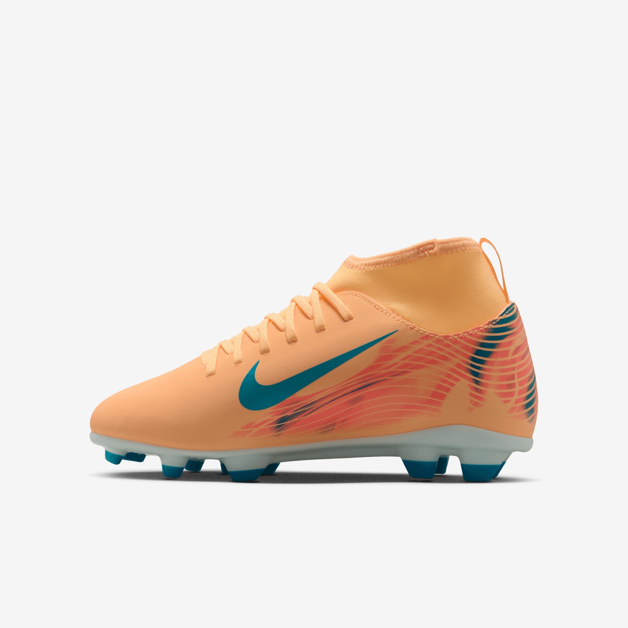 Nike Jr. Mercurial Superfly 10 Club Kylian Mbappé Little/Big Kids' Multi-Ground High-Top Soccer Cleats - Melon Tint/Neo Turq-Igloo
