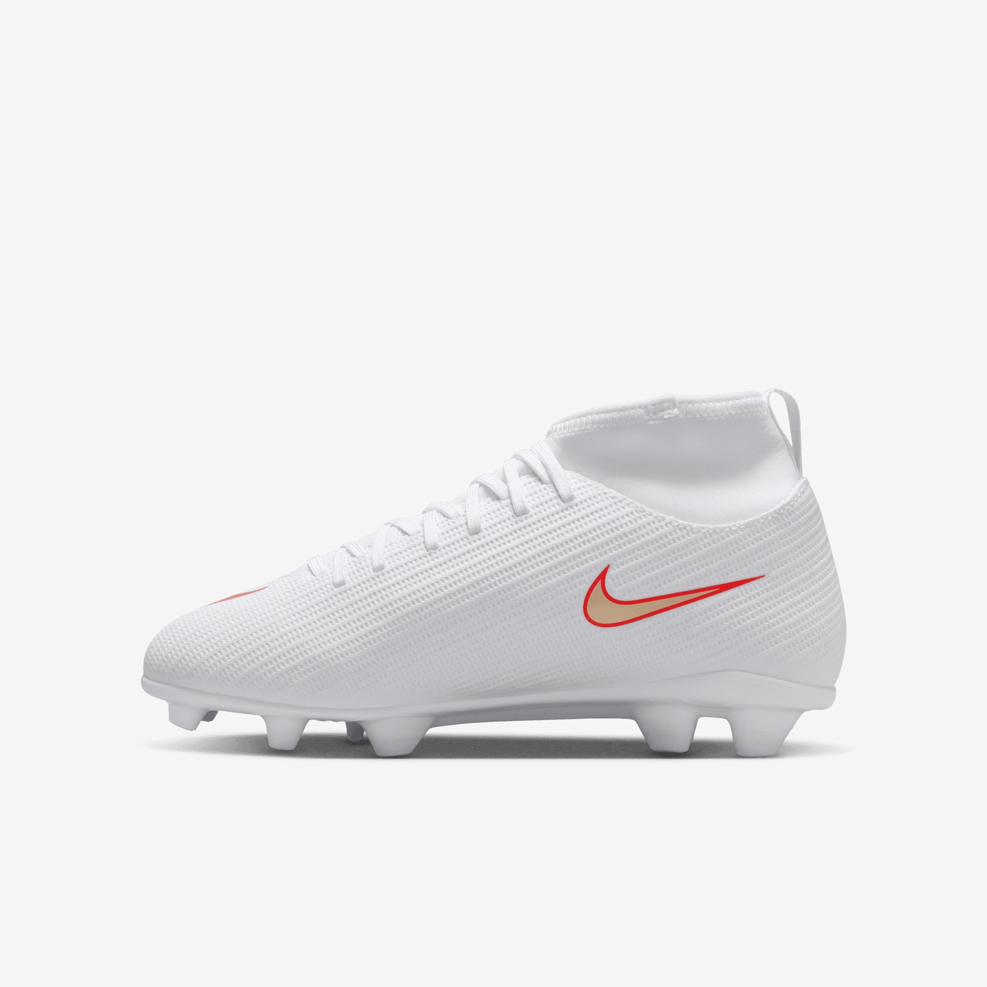 Nike Jr. Mercurial Superfly 11 Club Big Kids' Multi-Ground High-Top Soccer Cleats - White/Blur-Bright Crimson