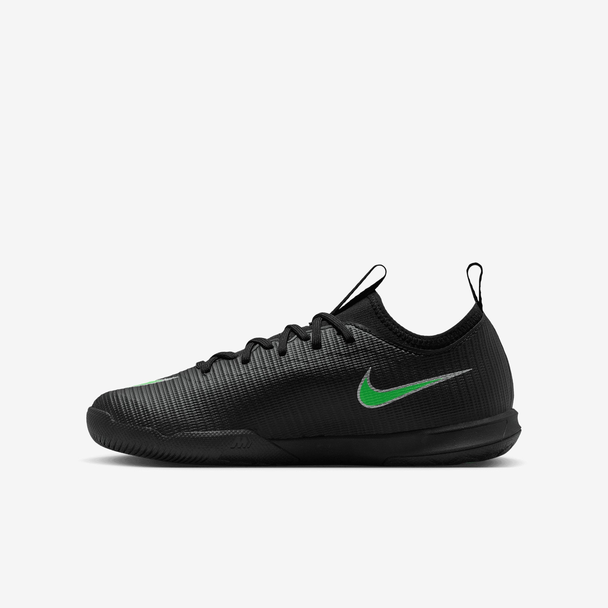 Nike Jr. Mercurial Vapor 17 Academy Big Kids' Indoor/Court Low-Top Soccer Shoes - Black/Illusion Green-Black