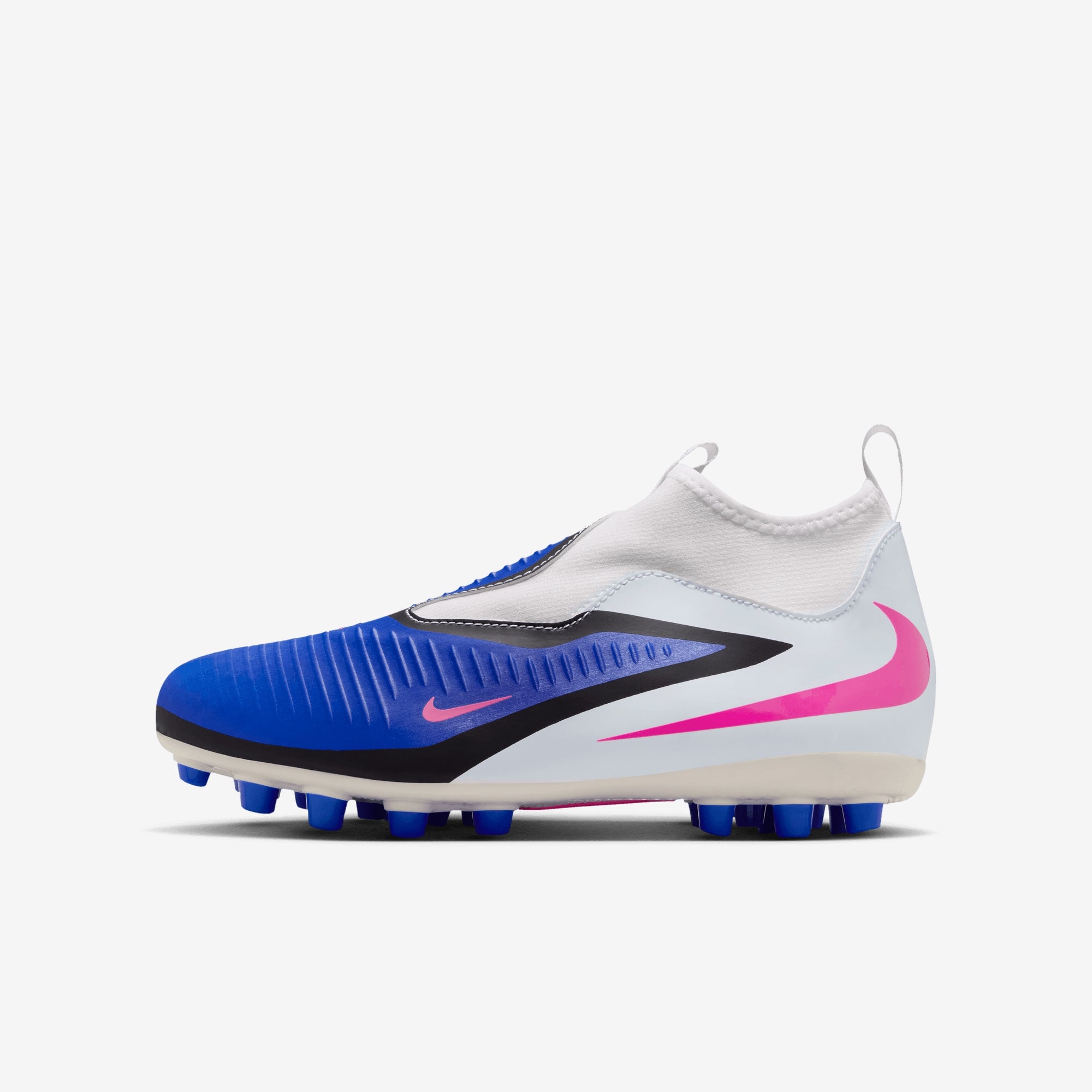Nike Jr. Phantom 6 High Academy Big Kids' Multi-Ground Soccer Cleats - Racer Blue/Pink Blast-White