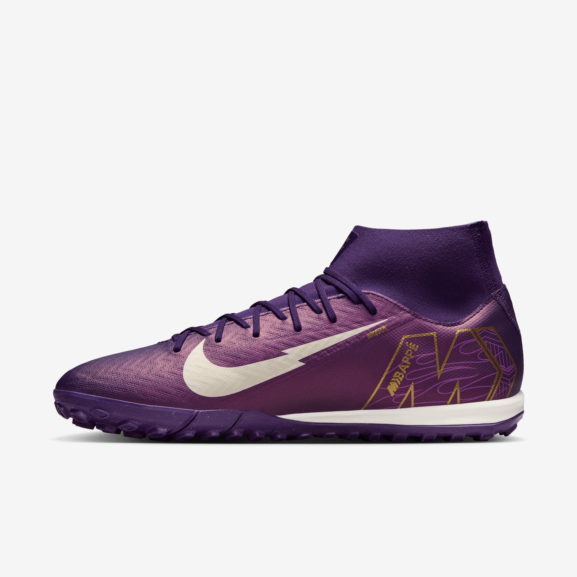 Nike Mercurial Superfly 10 Academy "Kylian Mbappé" TF High-Top Soccer Shoes - Grand Purple/Pale Ivory
