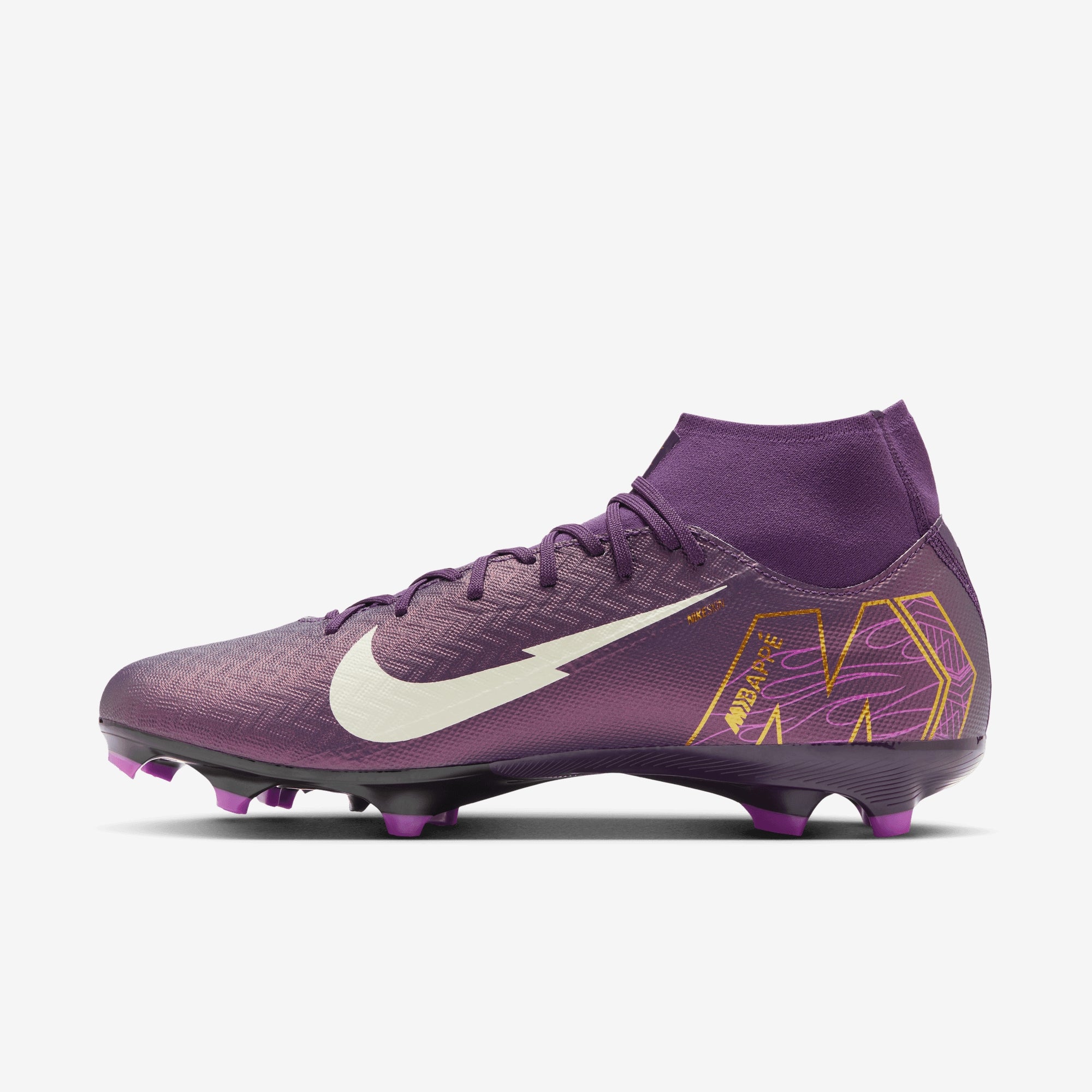 Nike Mercurial Superfly 10 Academy "Kylian Mbappé" MG High-Top Soccer Cleats - Grand Purple/Pale Ivory