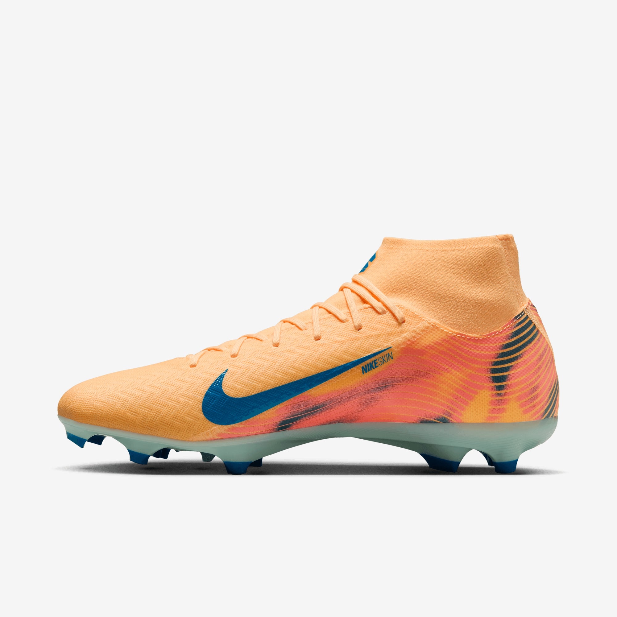 Nike Mercurial Superfly 10 Academy "Kylian Mbappé" Multi-Ground High-Top Soccer Cleats - Melon Tint/Neo Turq-Igloo