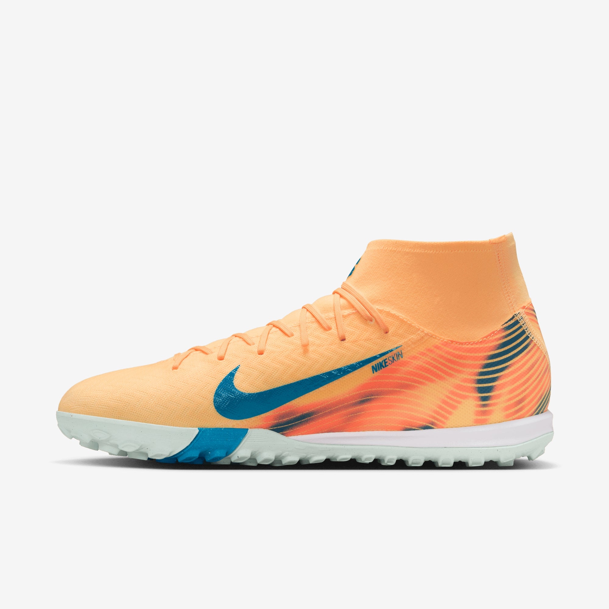 Nike Mercurial Superfly 10 Academy Kylian Mbappé Turf High-Top Soccer Shoes - Melon Tint/Neo Turq-Igloo