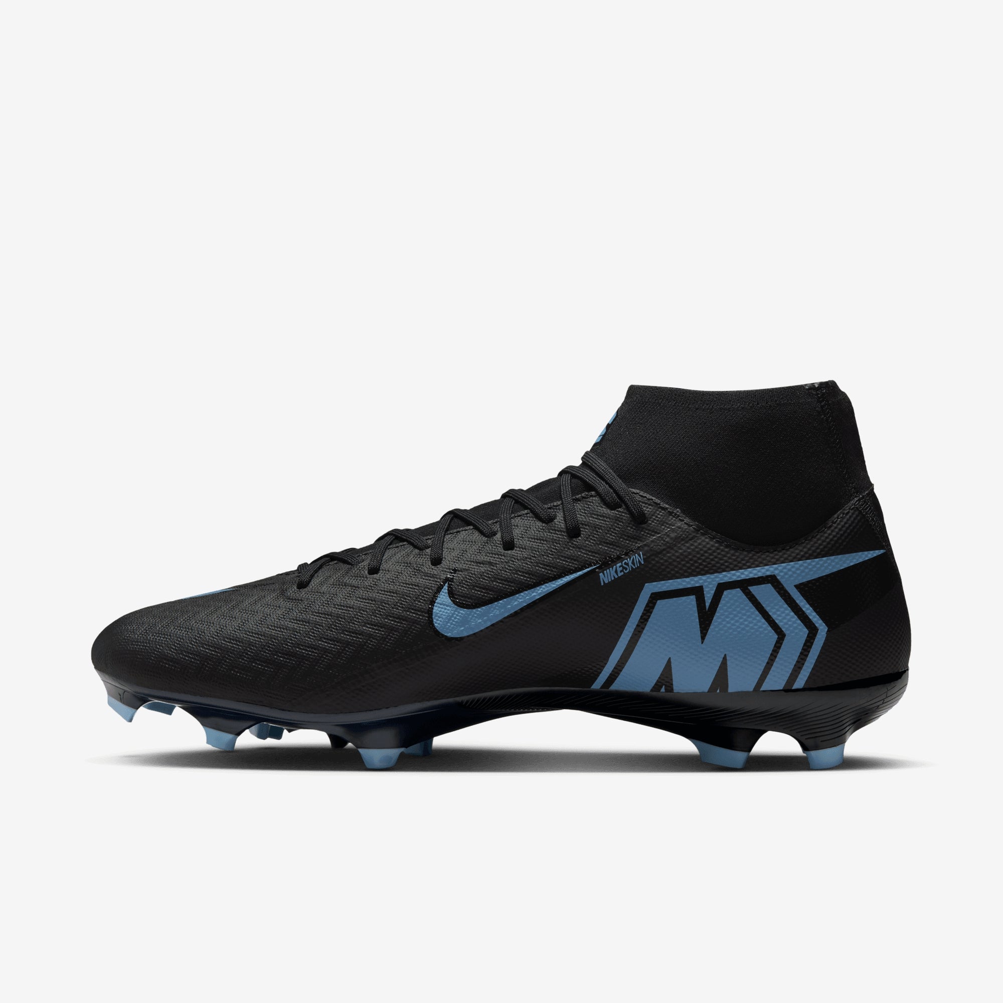 Nike Mercurial Superfly 10 Academy Multi-Ground High-Top Soccer Cleats - Black/Ice Blue
