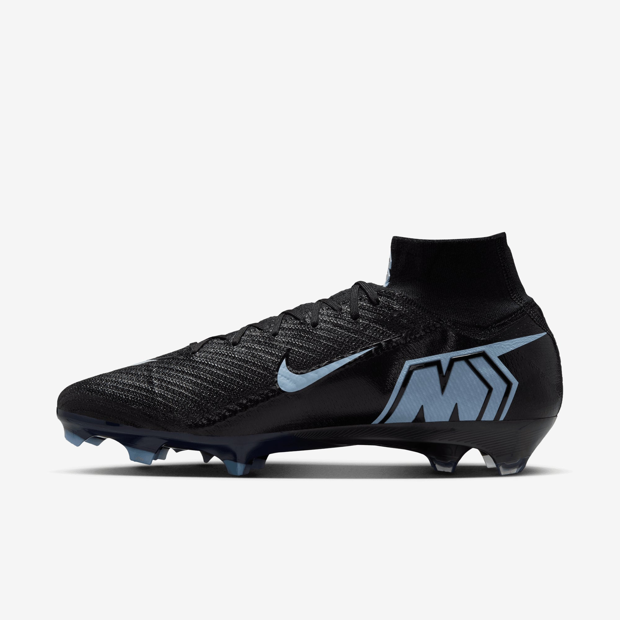 Nike Mercurial Superfly 10 Elite Firm-Ground High-Top Soccer Cleats - Black/Ice Blue