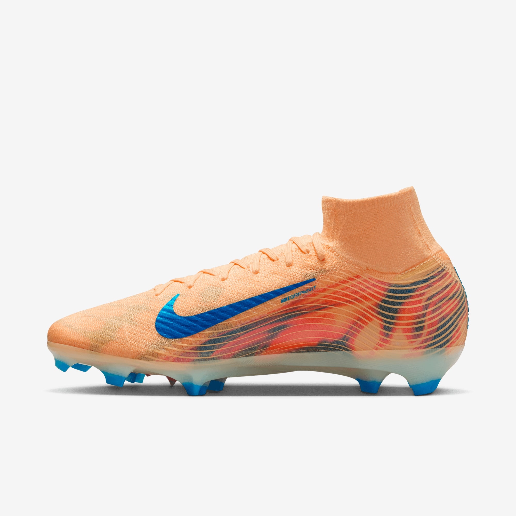 Nike Mercurial Superfly 10 Elite "Kylian Mbappé" Firm-Ground High-Top Soccer Cleats - Melon Tint/Neo Turq-Igloo