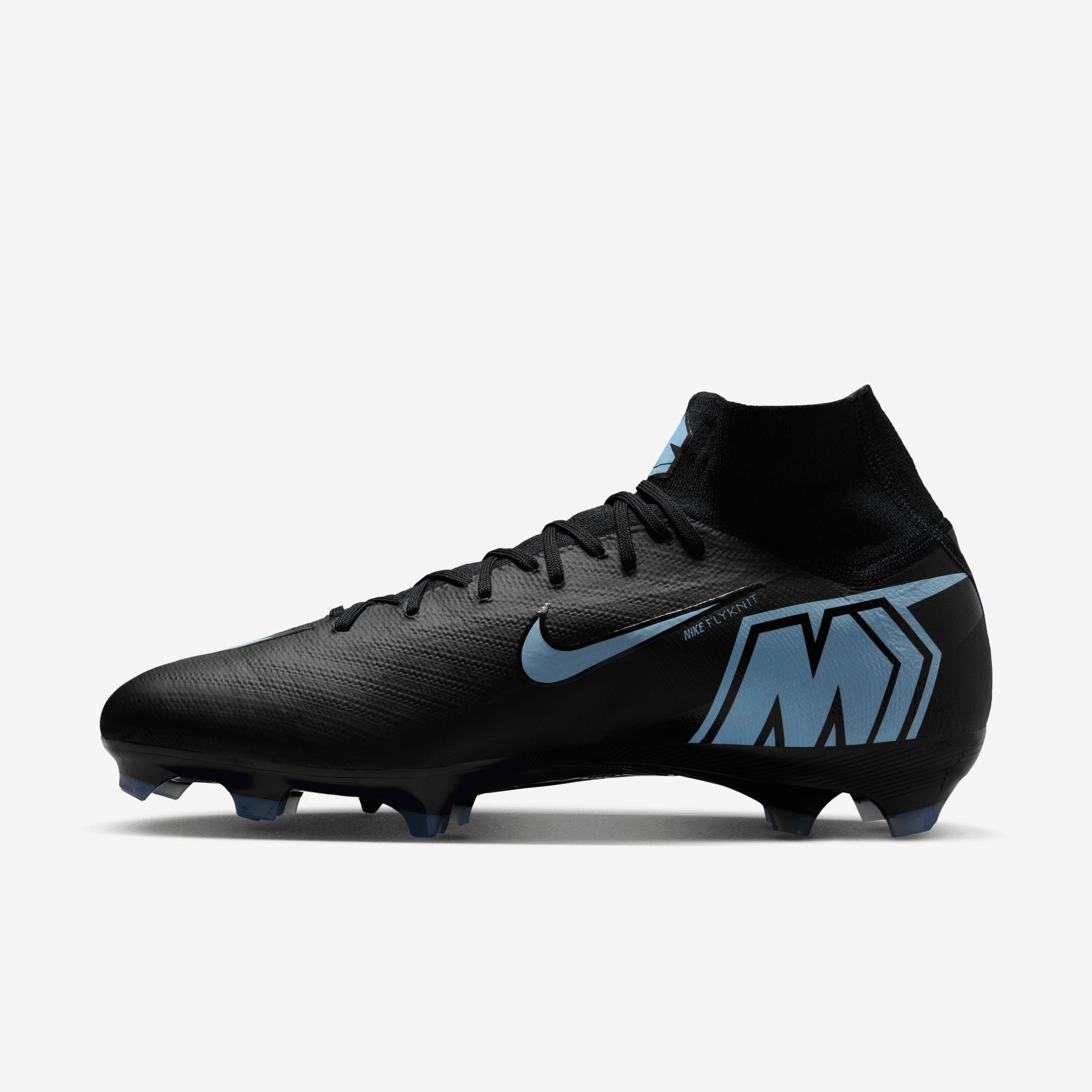 Nike Mercurial Superfly 10 Pro Firm-Ground High-Top Soccer Cleats - Black/Ice Blue