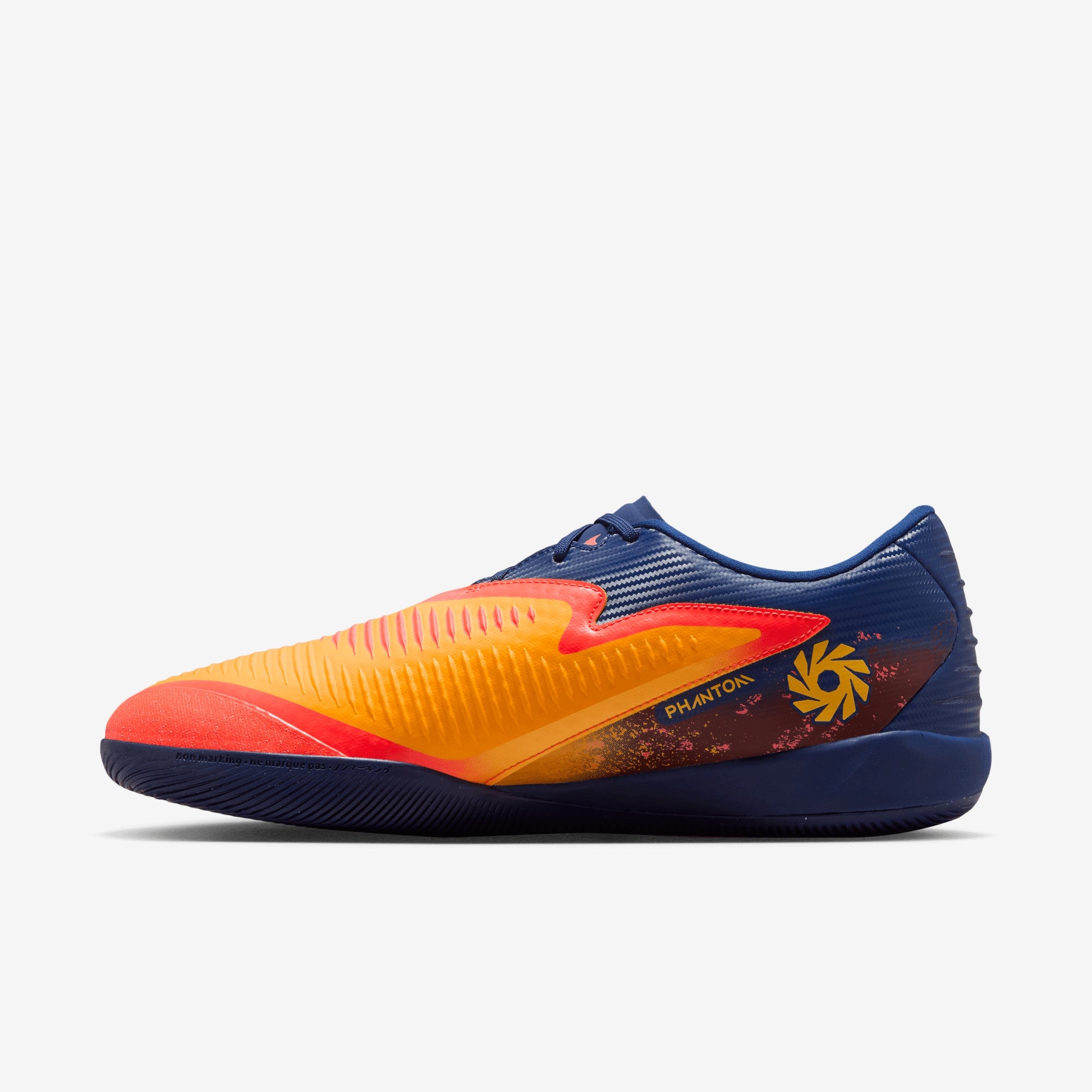Nike Phantom 6 Low Academy "Erling Haaland" Indoor/Court Soccer Shoes - Laser Orange/Lemon Venom-Blue Void