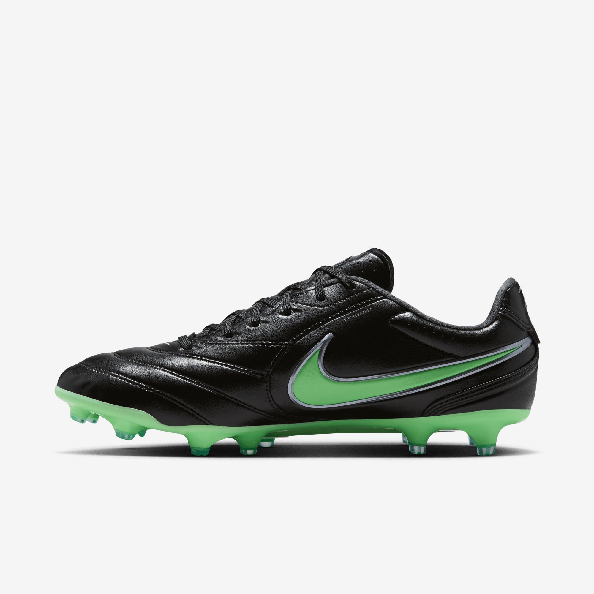 Nike Tiempo Ligera Pro Firm-Ground Low-Top Soccer Cleats - Black/Illusion Green-Black