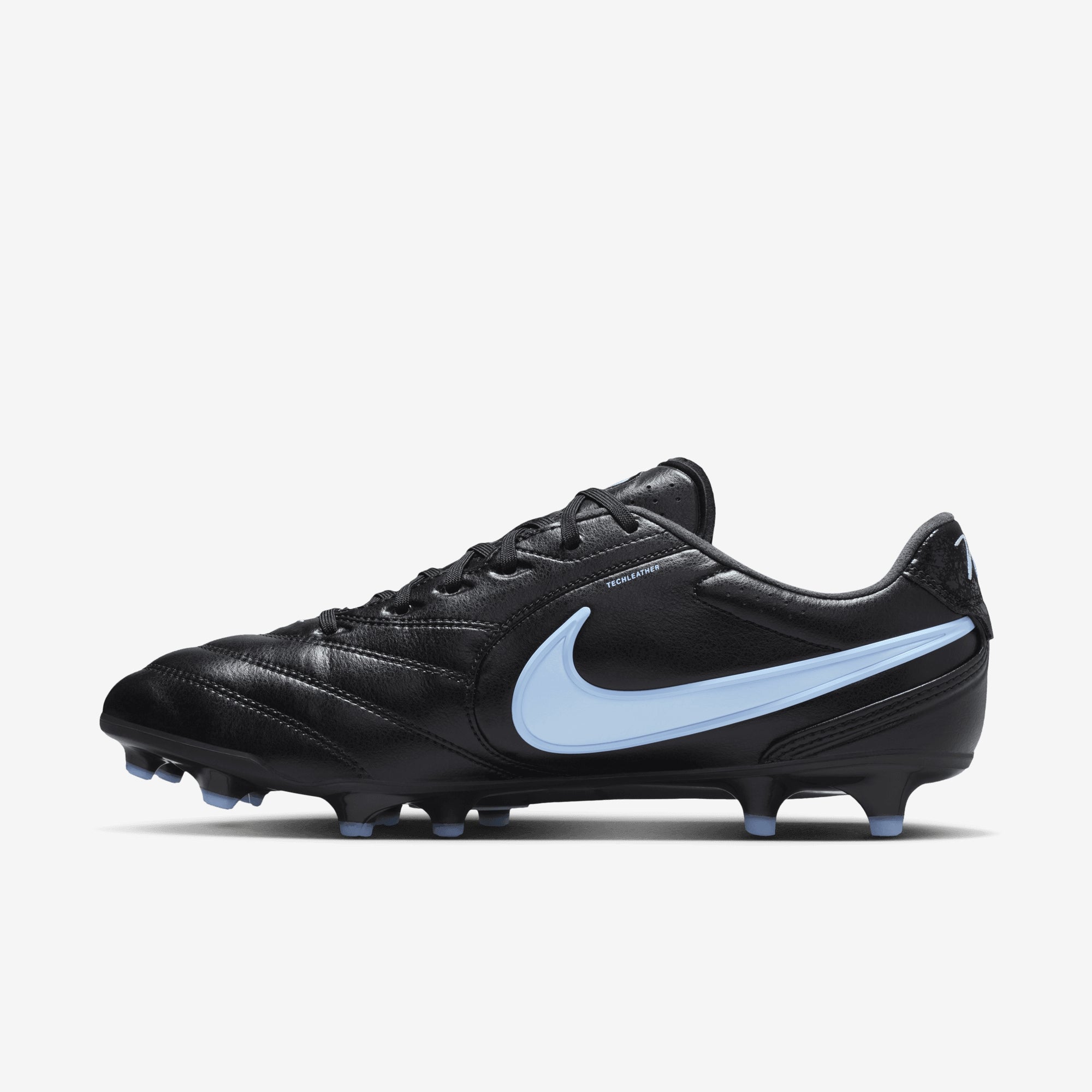 Nike Tiempo Ligera Pro Firm-Ground Low-Top Soccer Cleats - Black/Obsidian-Ice Blue