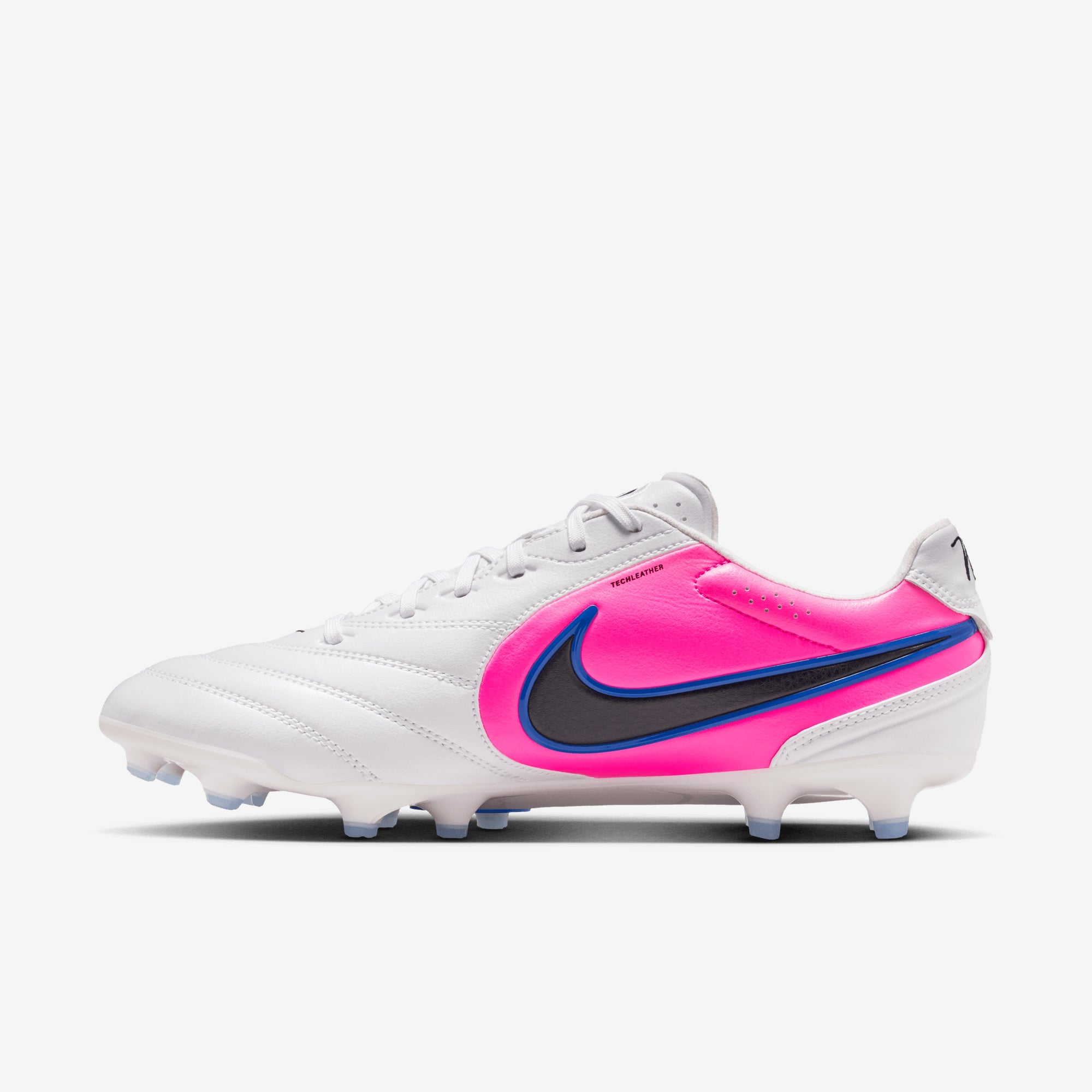 Nike Tiempo Ligera Pro Firm-Ground Low-Top Soccer Cleats - White/Black-Racer Blue-Pink Blast