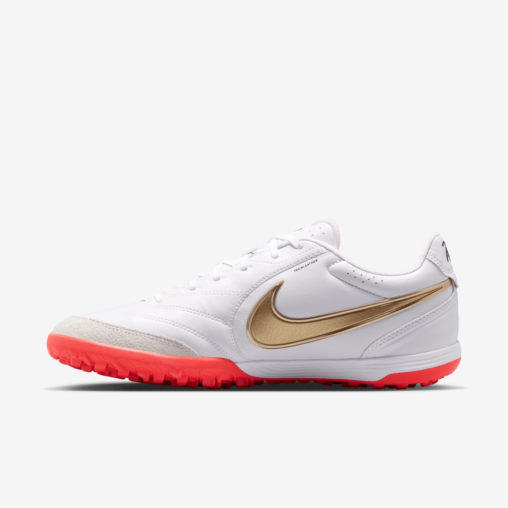 Nike Tiempo Ligera Pro Turf Low-Top Soccer Shoes - White/Blur-Bright Crimson