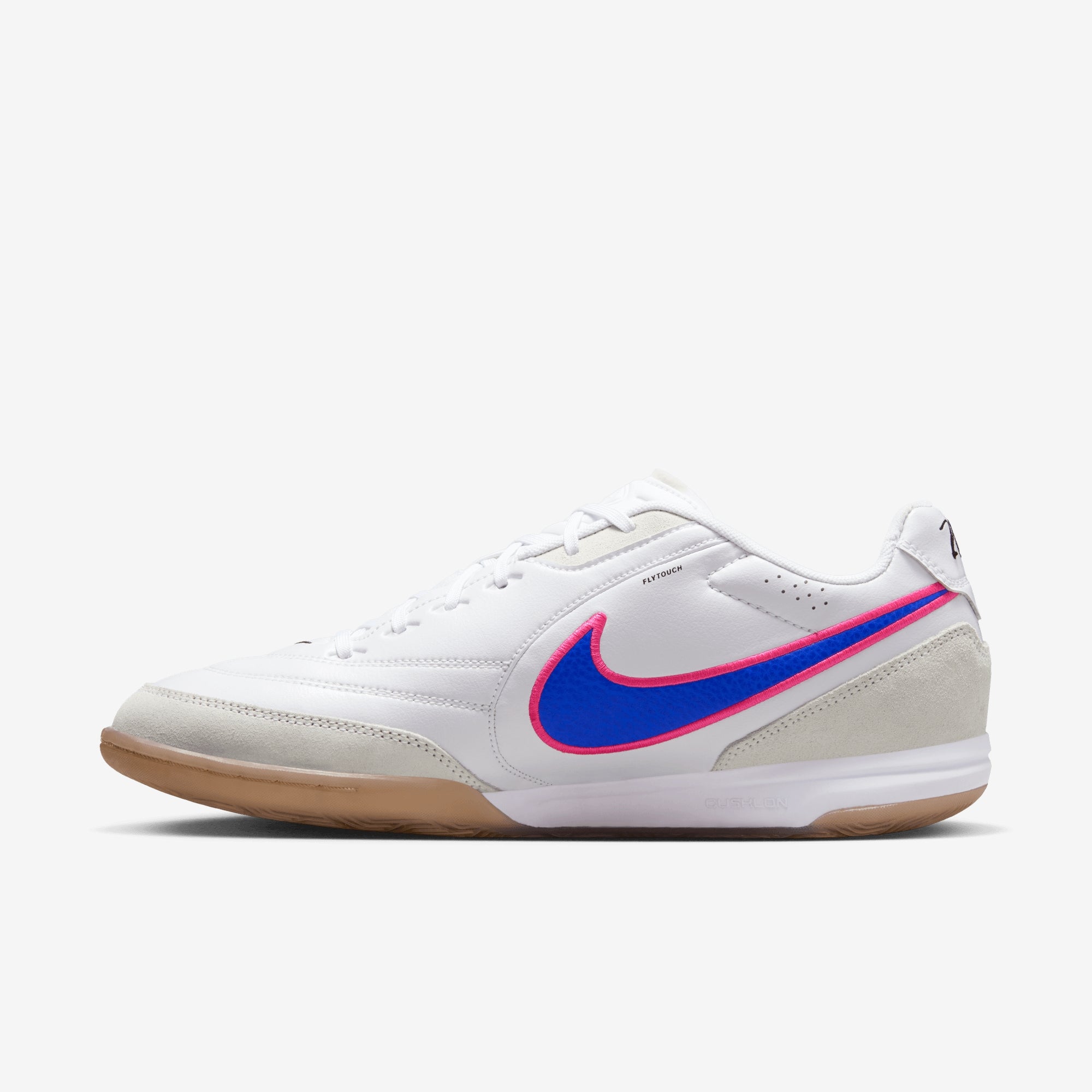Nike Tiempo Streetgato Indoor/Court Low-Top Soccer Shoes - White/Racer Blue-Pink Blast