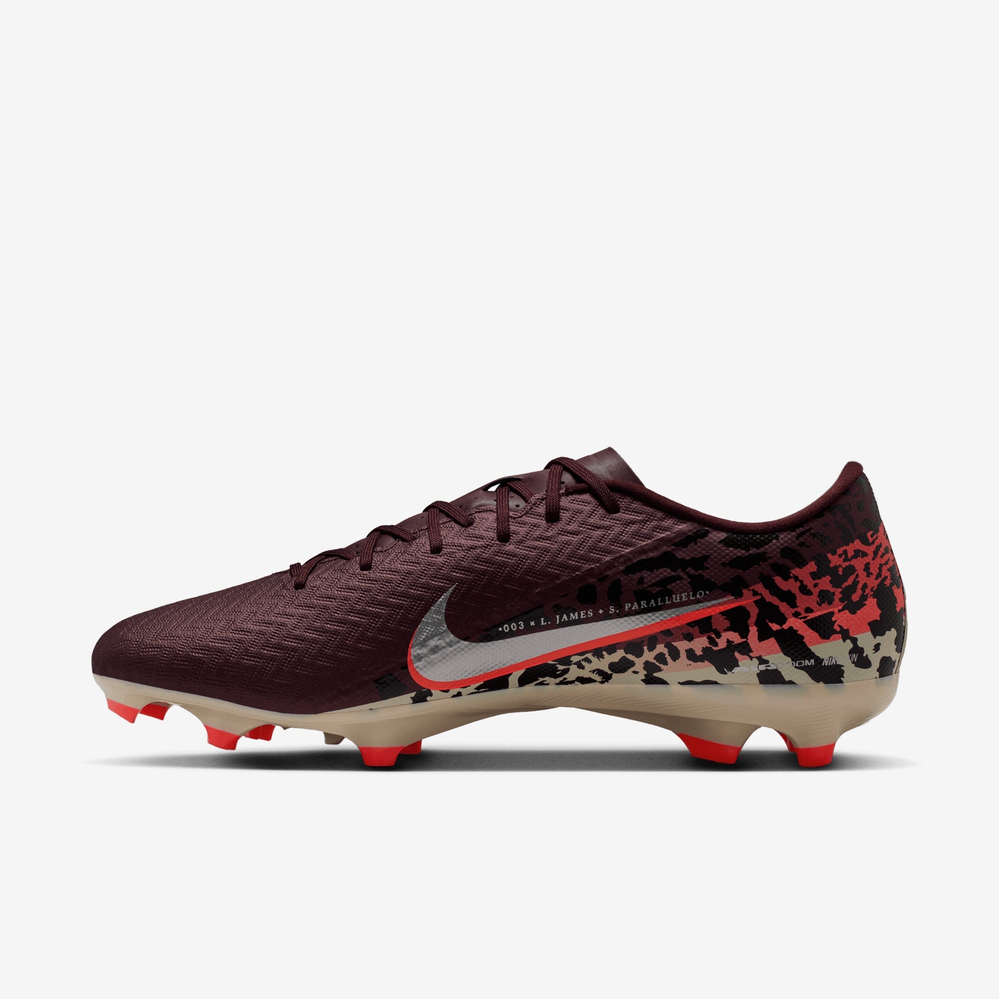 Nike United Mercurial Vapor 16 Academy Multi-Ground Low-Top Soccer Cleats - Burgundy Crush/Metallic Silver