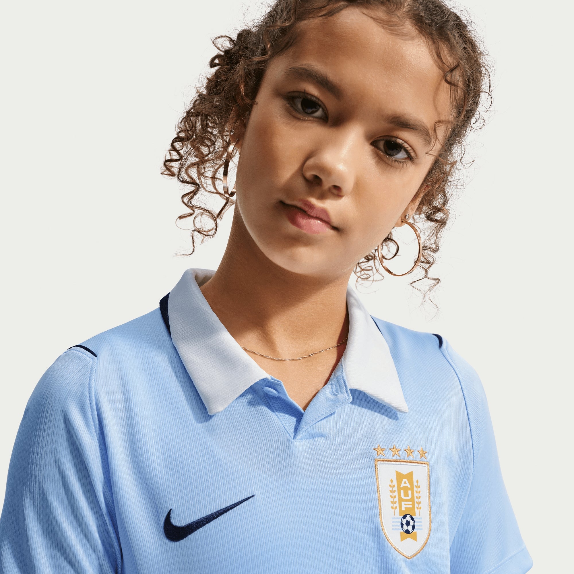 Nike Uruguay 2026 Stadium Home Big Kids' Dri-FIT Soccer Replica Jersey - Royal Tint/Obsidian